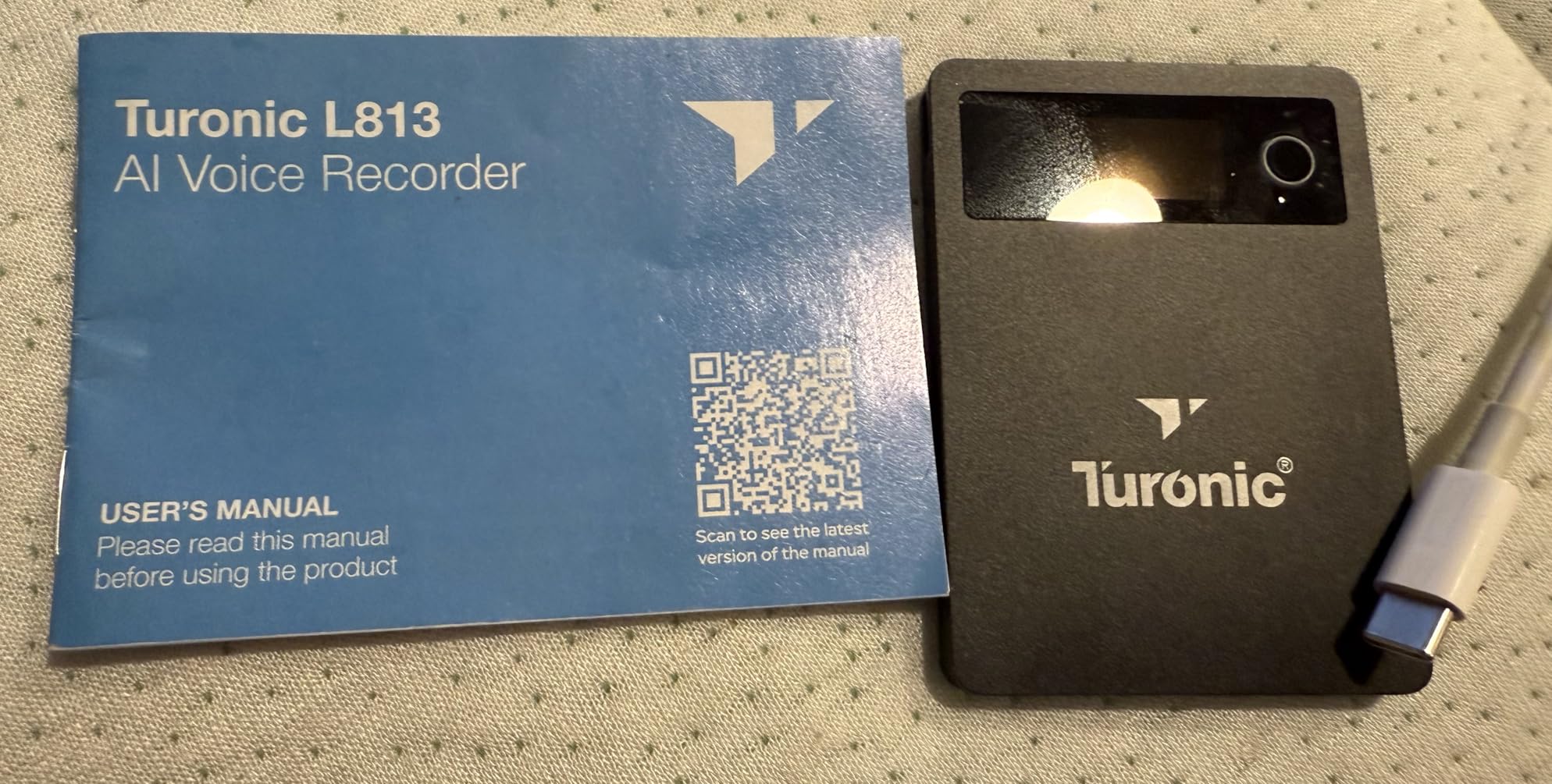 Turonic L813 AI Voice Recorder with AI Technology – 128GB, USB-C, Dual Mics, Noise Canceling, Transcription, File Security, Compact Design for Work, Study, and Interviews - Customer Photo 1