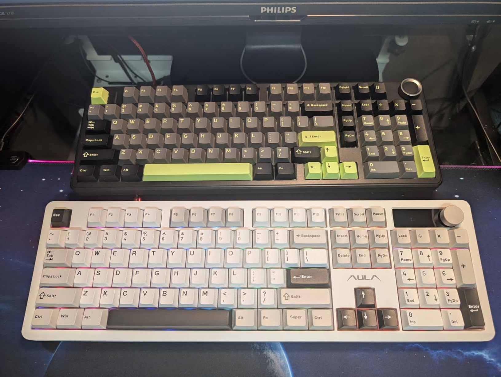 AULA F106PRO Wireless Keyboard, Full Size Mechanical Keyboard with Media Knob & Screen, 8000mAh Battery Hot Swappable Custom PBT keycaps Gaming Keyboard - Blaze Switch,Black White Grey Customer Review AULA F106PRO Wireless Keyboard, Full Size Mechanical Keyboard with Media Knob & Screen, 8000mAh Battery Hot Swappable Custom PBT keycaps Gaming Keyboard - Blaze Switch,Black White Grey - Customer Photo 1
