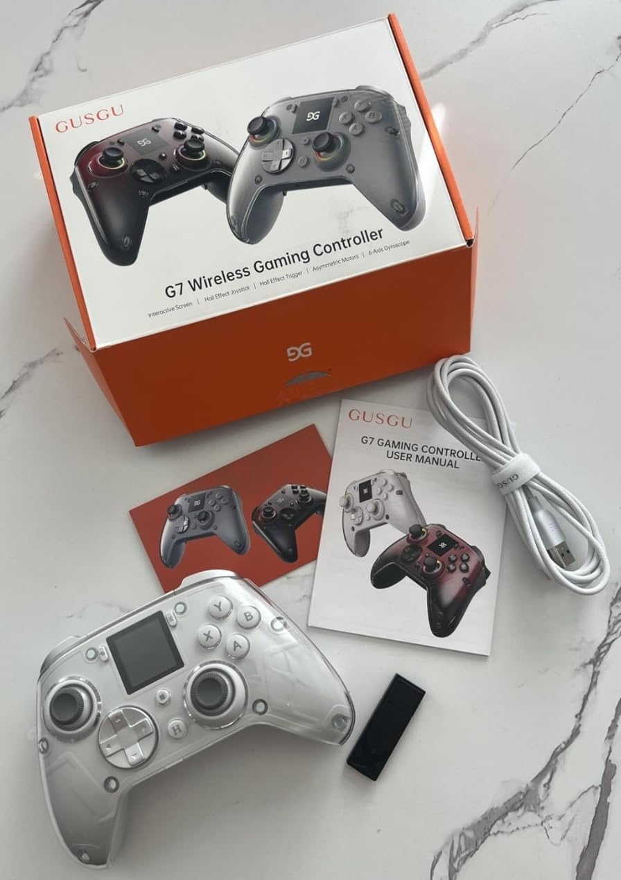 GUSGU G7 Wireless Gaming Controller with Interactive Screen, 1000Hz Polling Rate, Hall Joysticks & Triggers, 4 Programmable Buttons, Compatible with PC, Switch1, PS4, iOS, Android, Black Customer Review GUSGU G7 Wireless Gaming Controller with Interactive Screen, 1000Hz Polling Rate, Hall Joysticks & Triggers, 4 Programmable Buttons, Compatible with PC, Switch1, PS4, iOS, Android, Black - Customer Photo 1