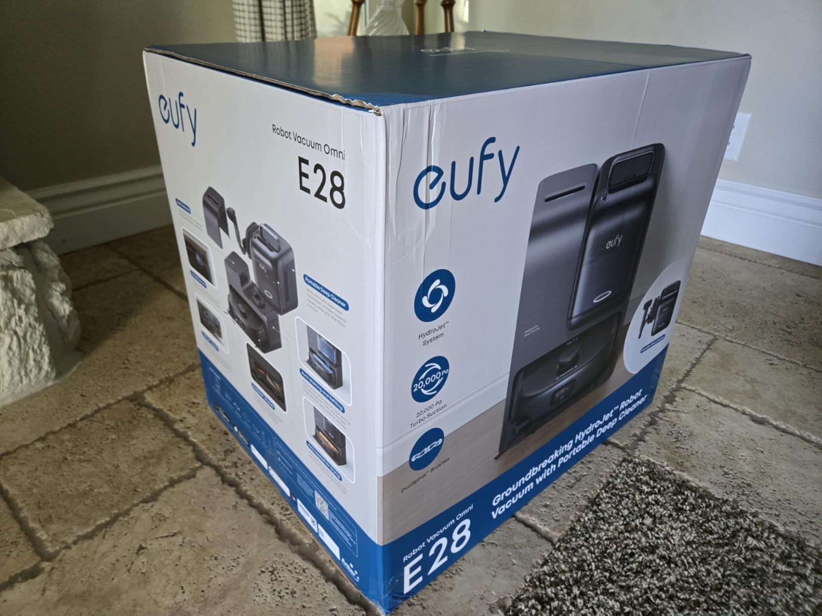 eufy Robot Vacuum E28, Portable Deep Cleaner for Carpet, HydroJet System with Roller Mop, All-in-One Robot Vacuum and Mop Combo, 20,000 Pa Suction, Zero-Tangling, Corner-to-Edge Cleaning (Upgraded) Customer Review eufy Robot Vacuum E28, Portable Deep Cleaner for Carpet, HydroJet System with Roller Mop, All-in-One Robot Vacuum and Mop Combo, 20,000 Pa Suction, Zero-Tangling, Corner-to-Edge Cleaning (Upgraded) - Customer Photo 2