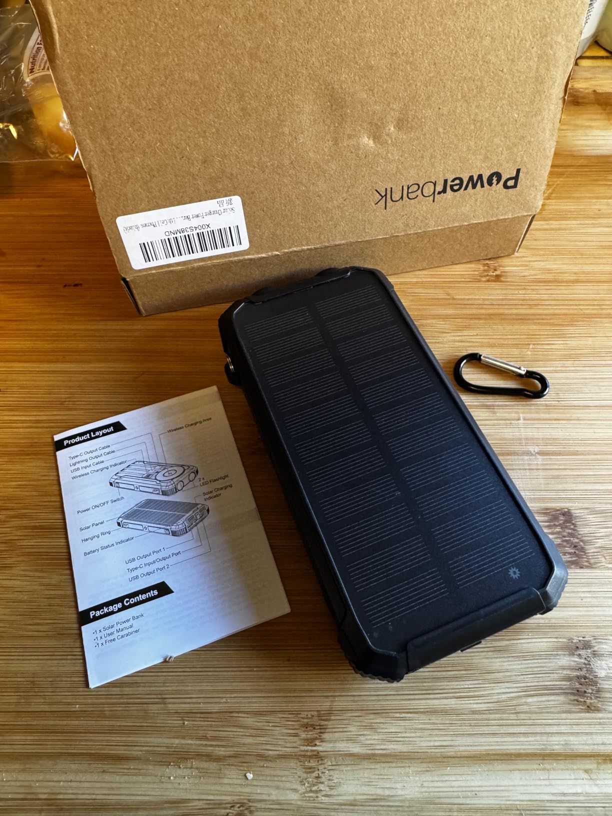 Solar Power Bank 20000mAh, Wireless Charger with 15W Fast Charging, 3 Data Cables, USB-C Output, Dual Flashlights, Portable Outdoor Battery Pack for iPhone, Samsung, and More, for Camping, Emergency - Customer Photo 1