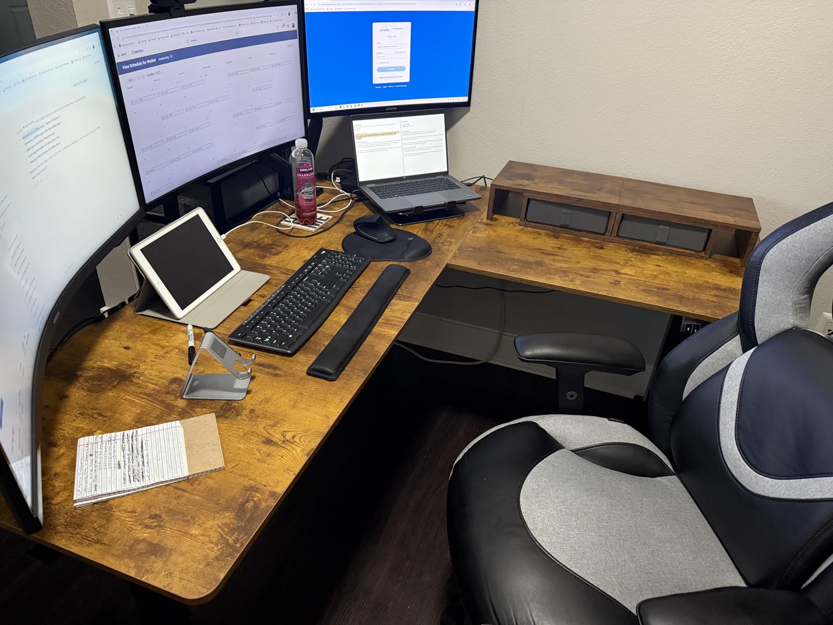 Marsail 63×55 in Electric Corner L-Shaped Standing Desk with 4-in 1 Electical Outlet, Computer Desk with Headphone Hook, Memory Sit Stand up Home Office Table, Ergonomic Gaming Table,Black Customer Review Marsail 63×55 in Electric Corner L-Shaped Standing Desk with 4-in 1 Electical Outlet, Computer Desk with Headphone Hook, Memory Sit Stand up Home Office Table, Ergonomic Gaming Table,Black - Customer Photo 1