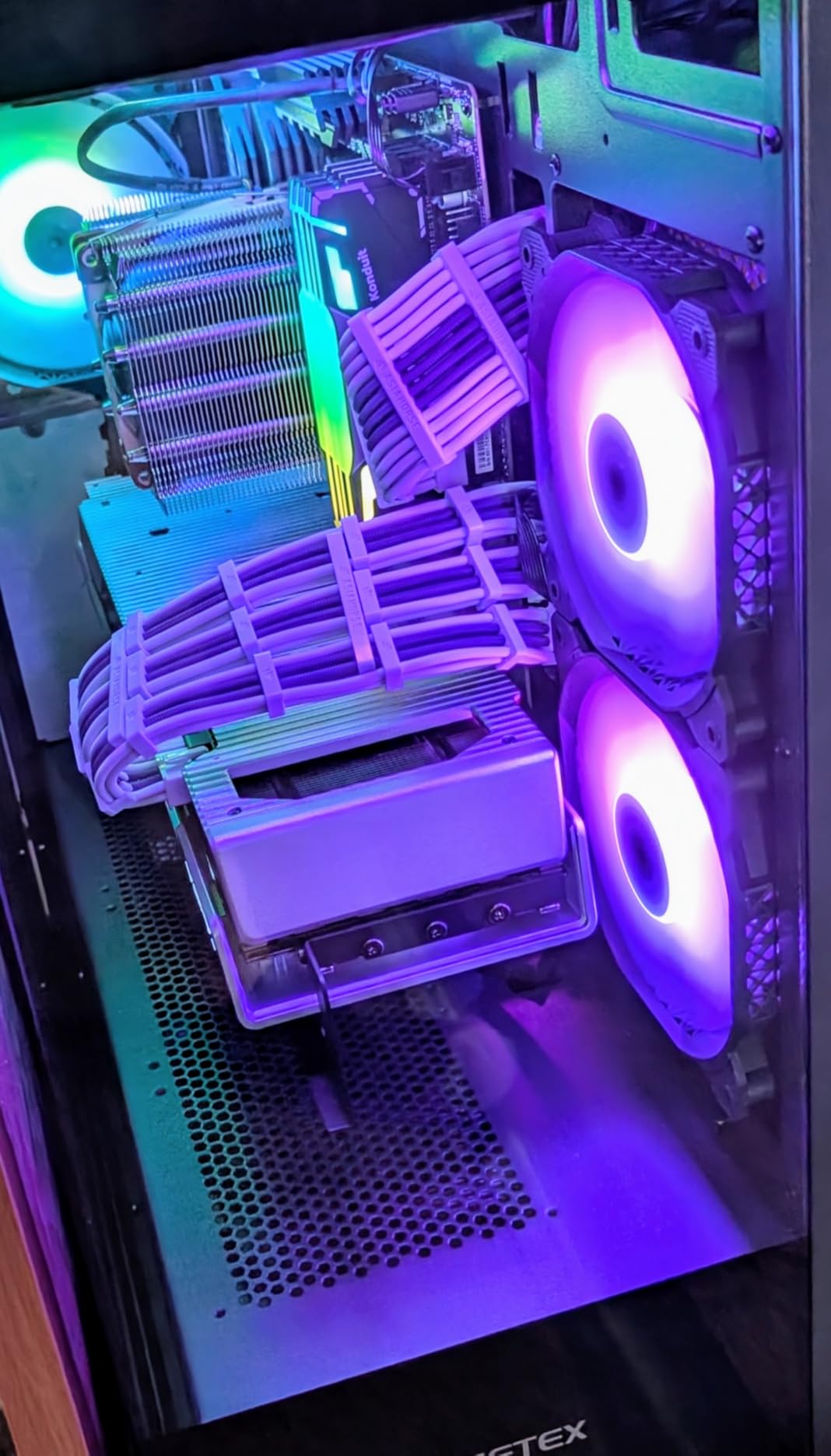 MUSETEX ATX PC Case 7 PWM ARGB Fans Pre-Installed, Type-C Mid Tower Computer Case with Full-View Dual Tempered Glass, Gaming PC Case, Black(K2) - Customer Photo 2