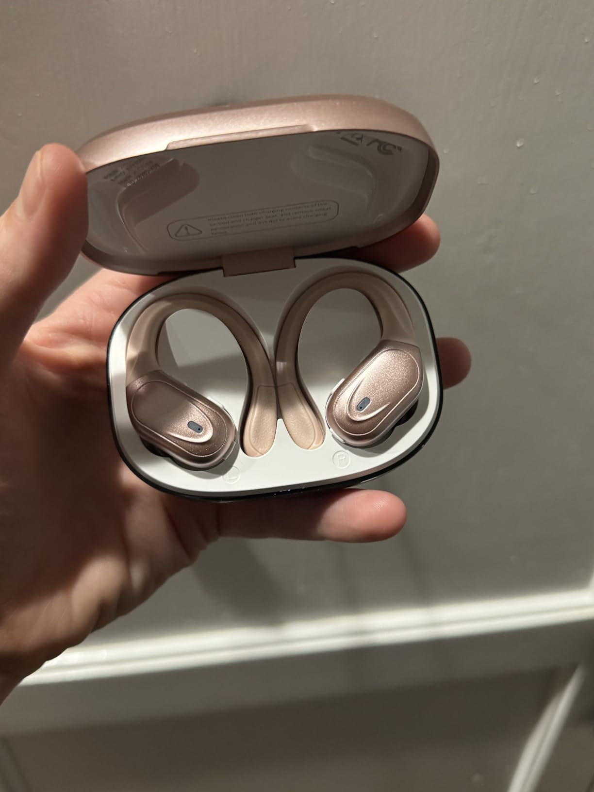 Wireless Earbuds, Sports Bluetooth Headphones, 80Hrs Playtime Ear Buds with LED Power Display, Noise Canceling Headset, IPX7 Waterproof Earphones for Workout/Running (Rose Gold) - Customer Photo 1
