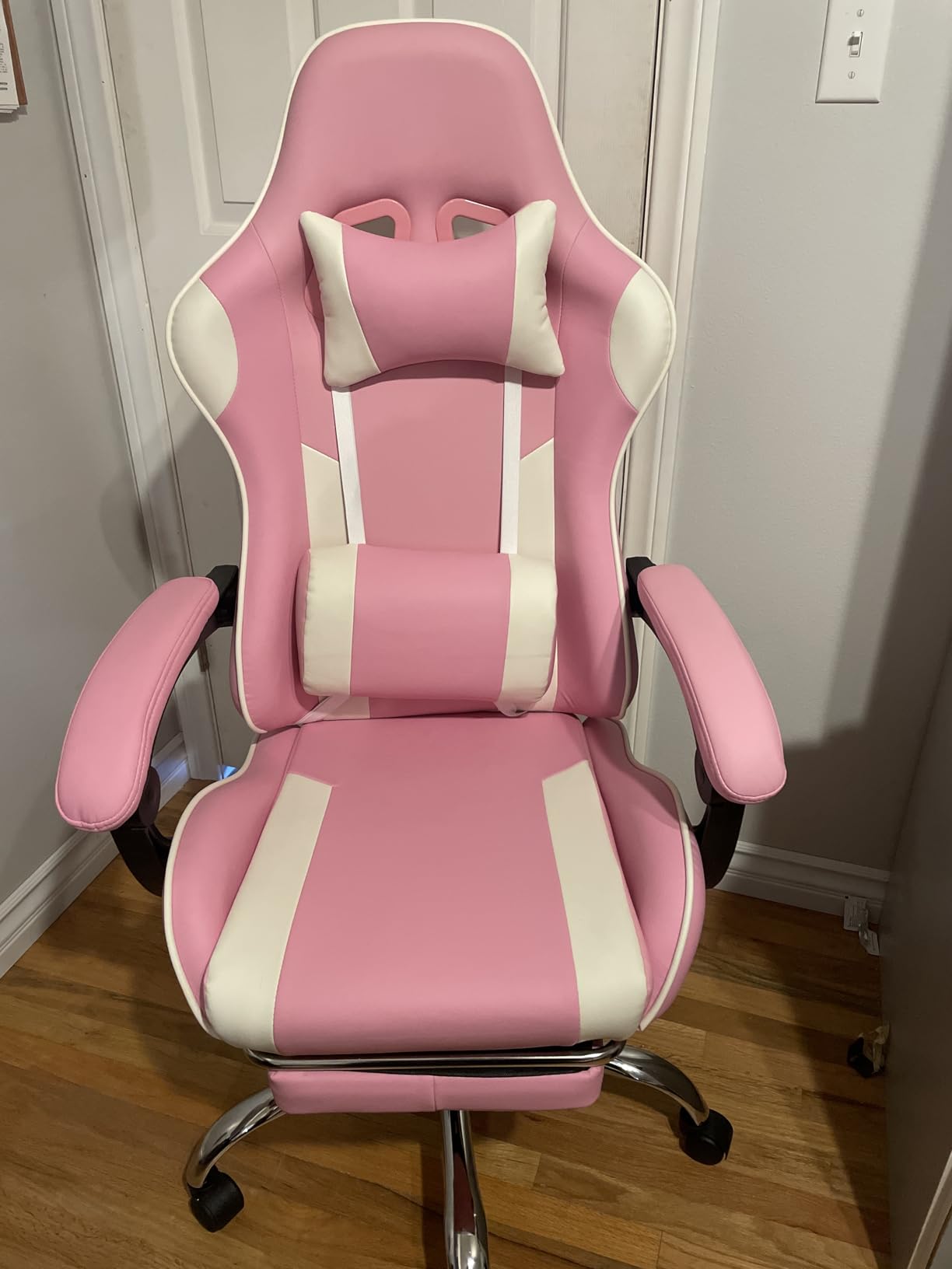 DUMOS Ergonomic Gaming Office Desk Chair with Linkage Armrests for Adults, Height Adjustable Computer Chair with Footrest and Headrest, PU Leather 360° Swivel Recliner with Lumbar Support, Deep Blue Customer Review DUMOS Ergonomic Gaming Office Desk Chair with Linkage Armrests for Adults, Height Adjustable Computer Chair with Footrest and Headrest, PU Leather 360° Swivel Recliner with Lumbar Support, Deep Blue - Customer Photo 1