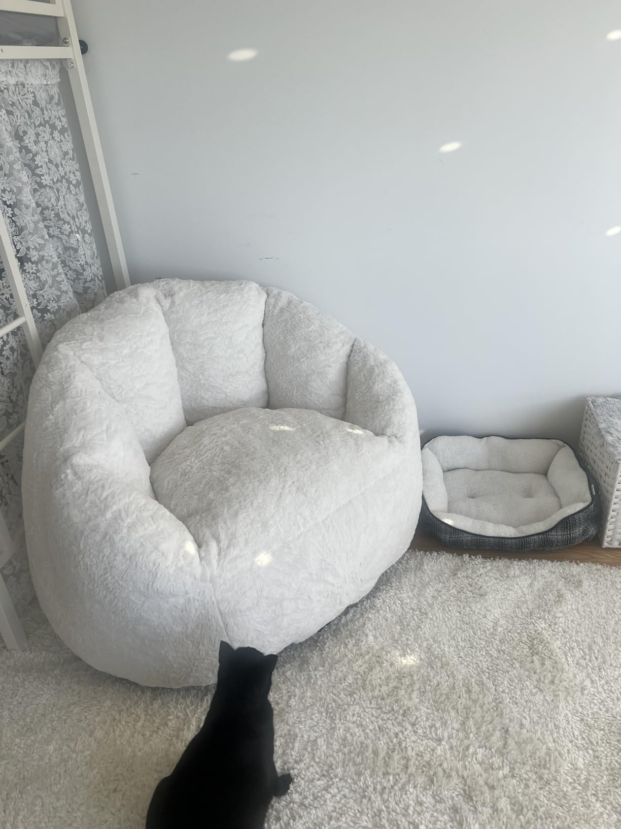 Gericco Giant Bean Bag Swivel Chair for Adults - Comfy Plush Round Shell Soft Accent Beanbag Chair, Oversized Cozy Floor Sofa Reading Chair for Living Room, Bedroom & Game Rooms, Gray - Customer Photo 2