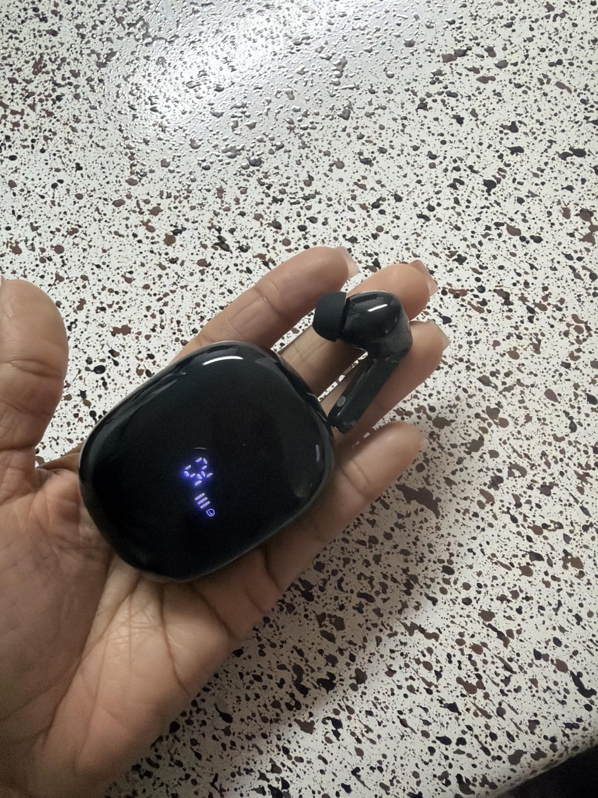 Wireless Earbuds Bluetooth 5.3 Ear Buds, Hi-Fi Stereo Bass Ear Buds with 48H Playtime & LED Display, Lightweight in-Ear Headphones with Mic, IPX7 Waterproof, Touch Control for iPhone Customer Review Wireless Earbuds Bluetooth 5.3 Ear Buds, Hi-Fi Stereo Bass Ear Buds with 48H Playtime & LED Display, Lightweight in-Ear Headphones with Mic, IPX7 Waterproof, Touch Control for iPhone - Customer Photo 4