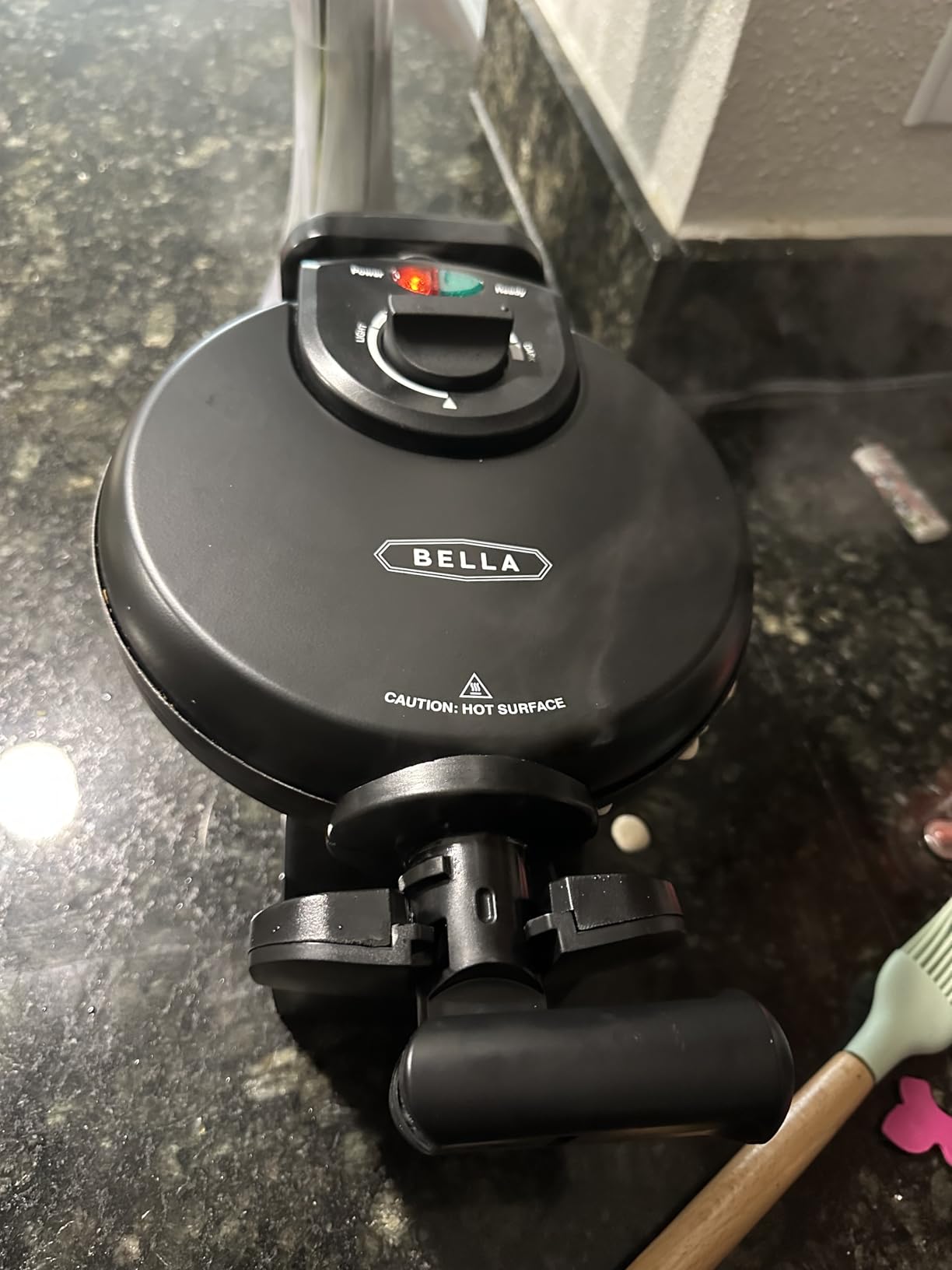 BELLA (13591) Classic Rotating Non-Stick Belgian Waffle Maker with Removable Drip Tray & Folding Handle, Pro Black, 4.67 lb. - Customer Photo 1