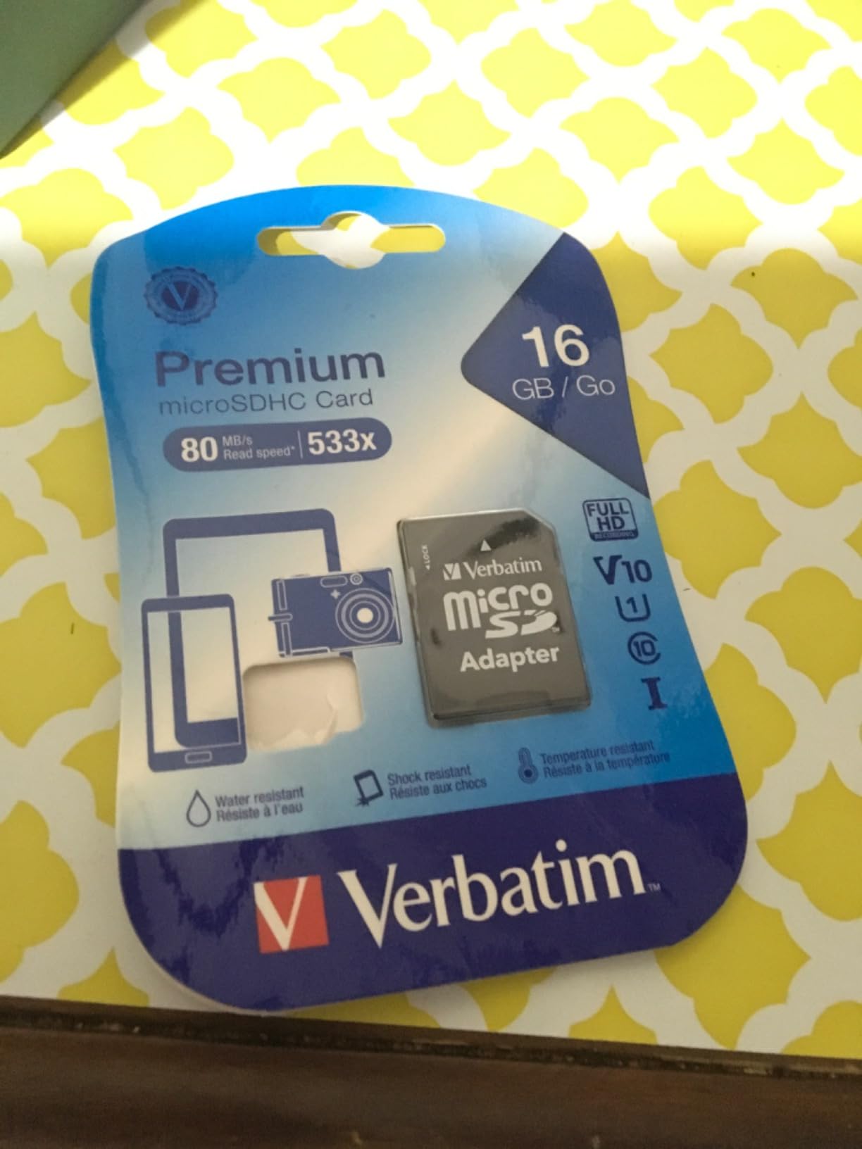 Verbatim 32GB Premium microSDHC Memory Card with Adapter UHS-I V10 Class 10 supports Full HD (1080p) U1 speed rated Up to 90MB/s read speed - Customer Photo 1