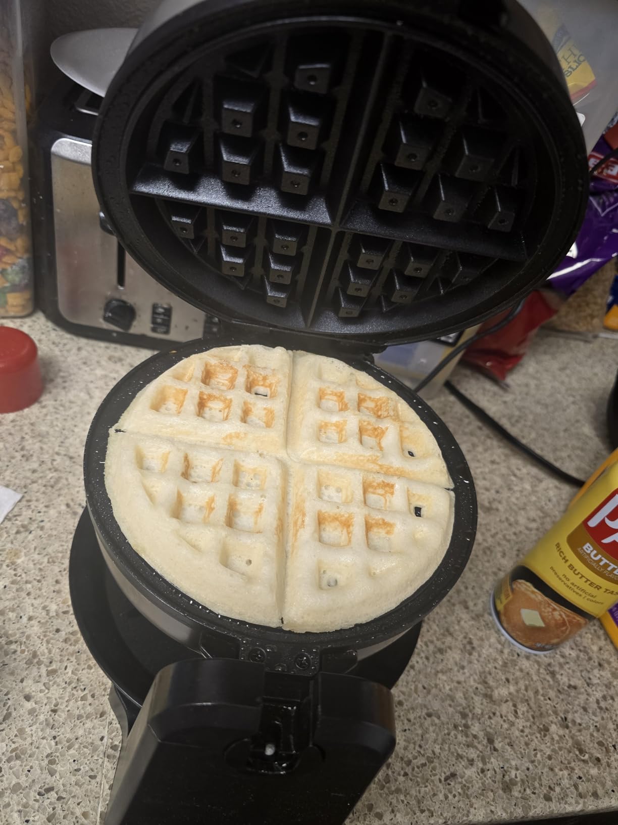 Chefman Rotating Belgian Waffle Maker, 180° Flip Iron w/ Non-Stick Plates, Adjustable Timer, Locking Lid, & Drip Plate, Space Saving Storage, Mess-Free Breakfast, Stainless Steel/Black - Customer Photo 2