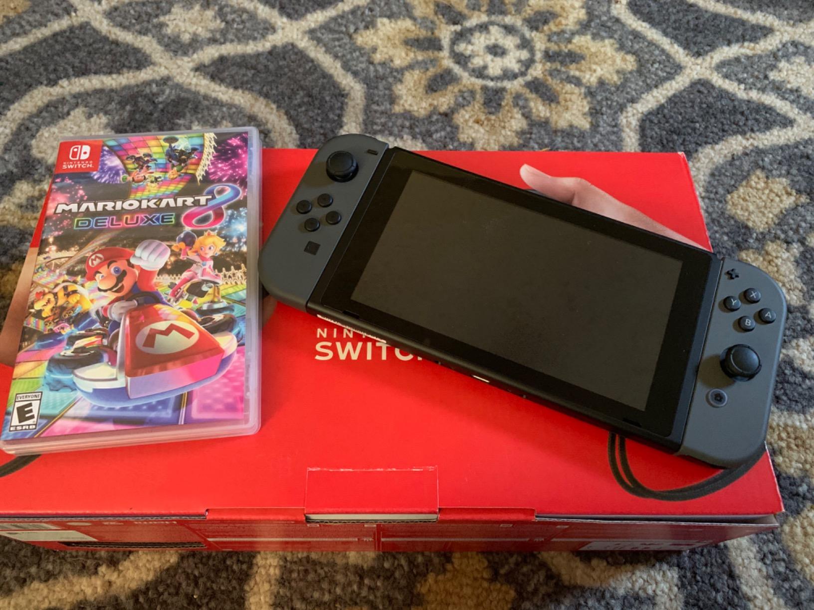 Nintendo Switch w/ Gray Joy-Con + Mario Kart 8 Deluxe (Full Game Download) - Switch - Customer Photo 3