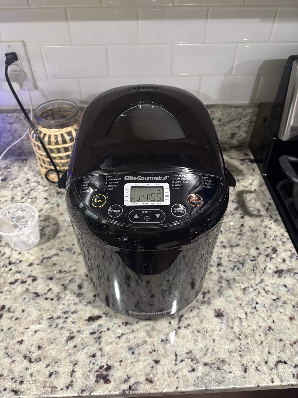 Elite Gourmet EBM8103B Programmable Bread Maker Machine 3 Loaf Sizes, 19 Menu Functions Gluten Free White Wheat Rye French and more, 2 Lbs, Black - Customer Photo 4