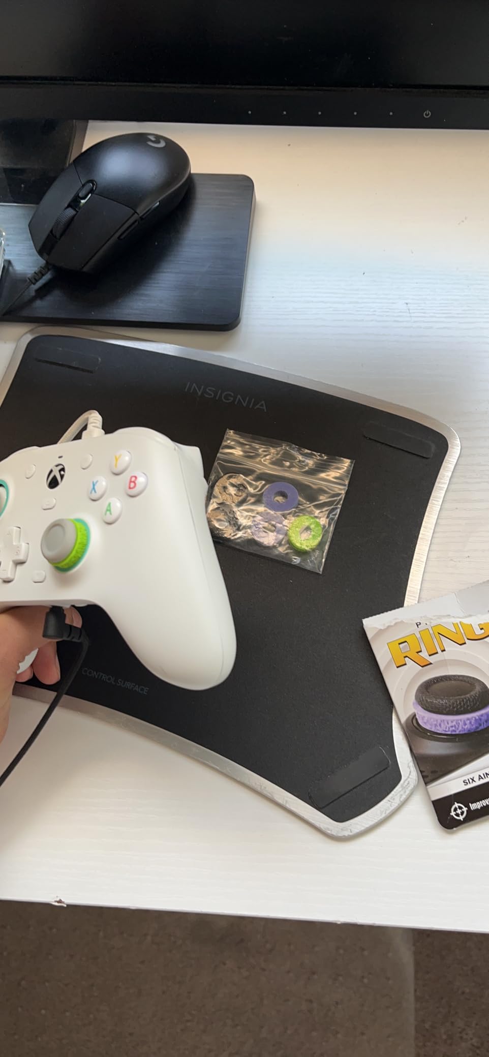 KontrolFreek Precision Rings | Aim Assist Motion Control for PlayStation 4 (PS4), PS5, Xbox One, XBX, Switch Pro & Scuf Controller (Black/Purple/Green) - Customer Photo 2