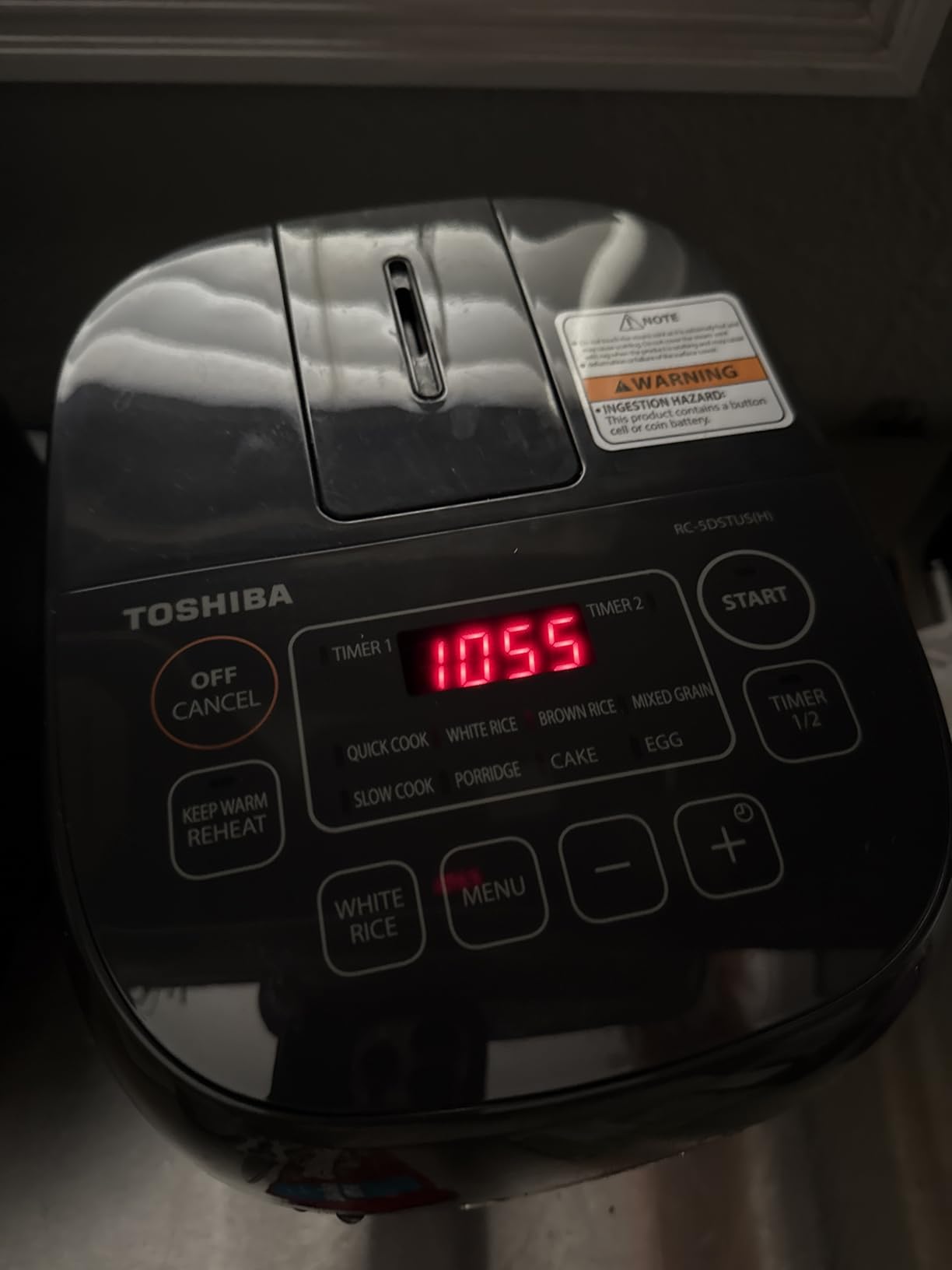 Toshiba Mini Rice Cooker, 3 Cups Uncooked Small Rice Cooker, Steamer & Warmer, With Fuzzy Logic And One-Touch Cooking, 24 Hour Delay Timer And Auto Keep Warm Feature, White customer photo 1