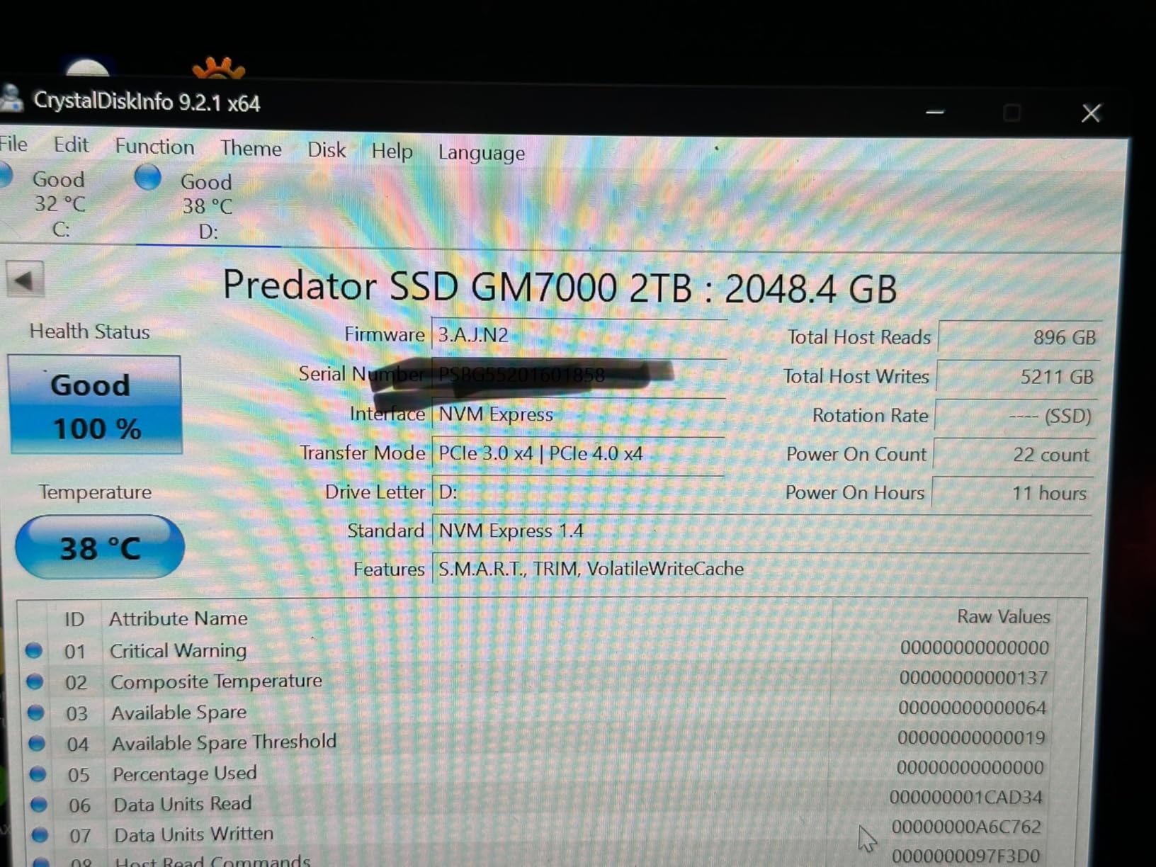 Predator M.2 SSD 512GB GM7000 with DRAM cache NVMe 1.4 2280 PCIe Gen4×4 Ultra high speed (maximum read: 7400MB/s, max write: 6700MB/s) 3D NAND TLC Internal SSD Compatible with PS5 Pro - BL.9BWWR.104 - Customer Photo 1