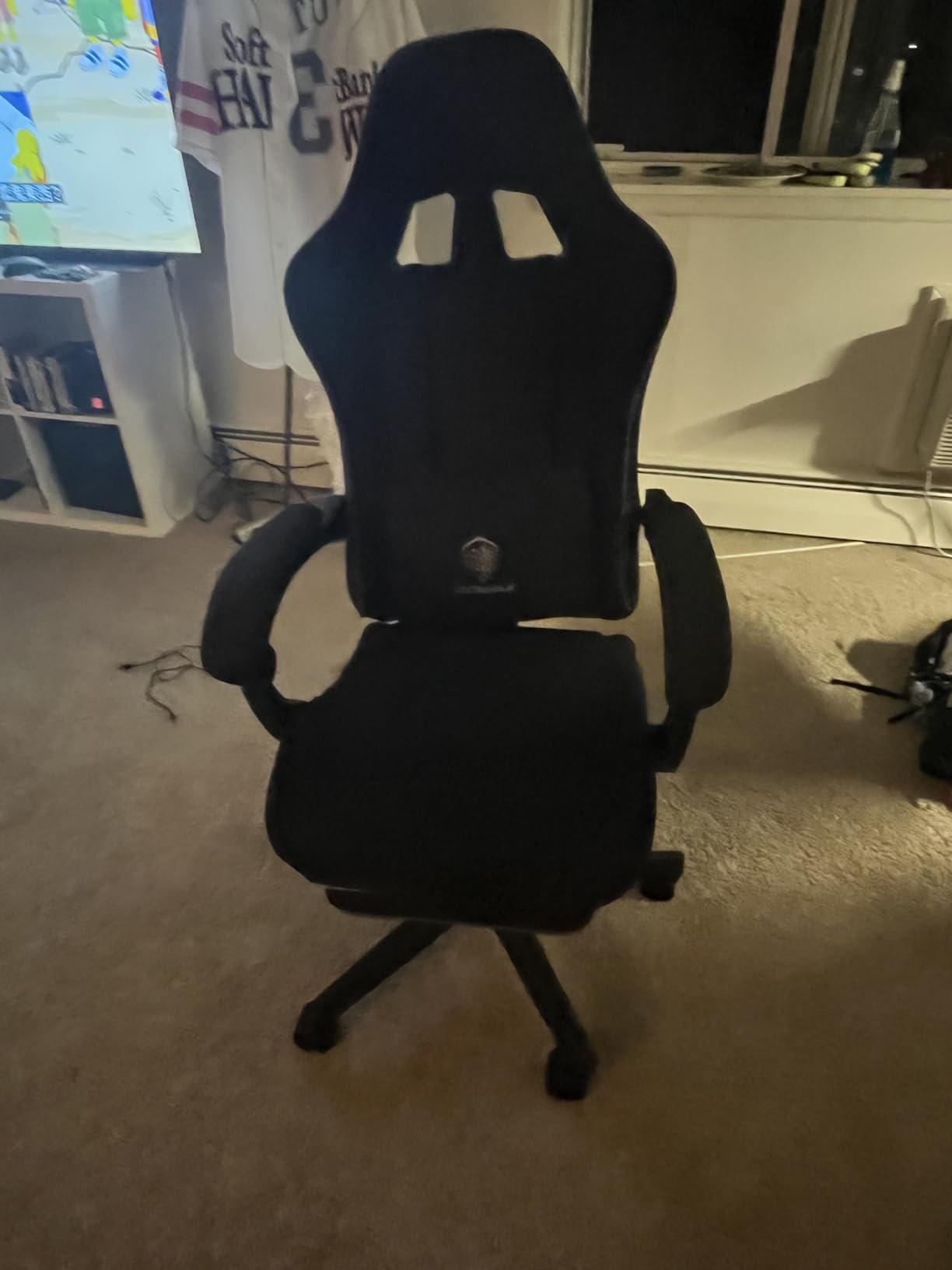 Dowinx Gaming Chair Fabric with Pocket Spring Cushion, Massage Game Chair Cloth with Headrest, Ergonomic Computer Chair with Footrest 290LBS, Black and Grey Customer Review Dowinx Gaming Chair Fabric with Pocket Spring Cushion, Massage Game Chair Cloth with Headrest, Ergonomic Computer Chair with Footrest 290LBS, Black and Grey - Customer Photo 1