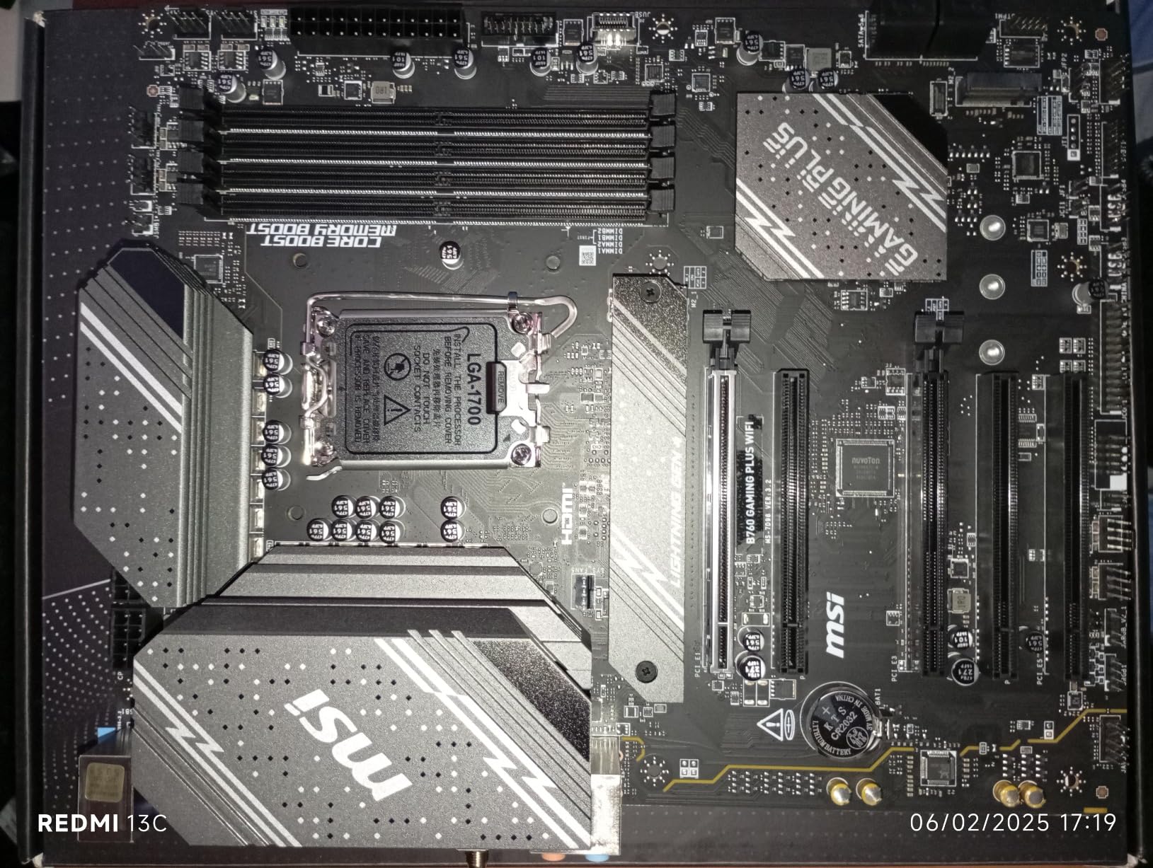MSI B760 Gaming Plus WiFi Gaming Motherboard (Supports 12th/13th/14th Gen Intel Processors, LGA 1700, DDR5, PCIe 4.0, M.2, 2.5Gbps LAN, USB 3.2 Gen2, HDMI/DP, Wi-Fi 6E, Bluetooth 5.3, ATX) - Customer Photo 2