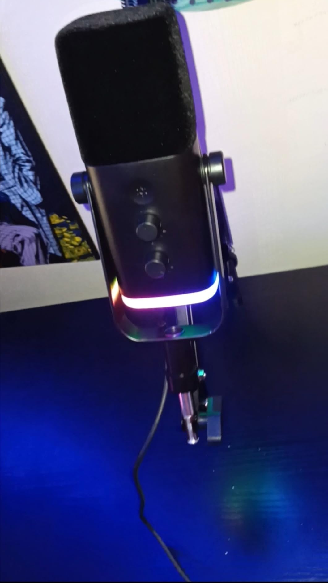 FIFINE XLR/USB Gaming Microphone Set, Dynamic PC Mic for Streaming Podcasting, Computer RGB Mic Kit with Boom Arm Stand, Mute Button, Headphones Jack, for Recording Vocal Voice-Over-AmpliGame AM8T - Customer Photo 1
