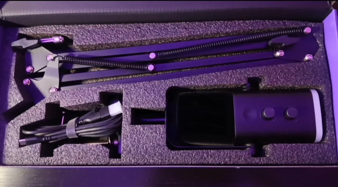 FIFINE XLR/USB Gaming Microphone Set, Dynamic PC Mic for Streaming Podcasting, Computer RGB Mic Kit with Boom Arm Stand, Mute Button, Headphones Jack, for Recording Vocal Voice-Over-AmpliGame AM8T - Customer Photo 2