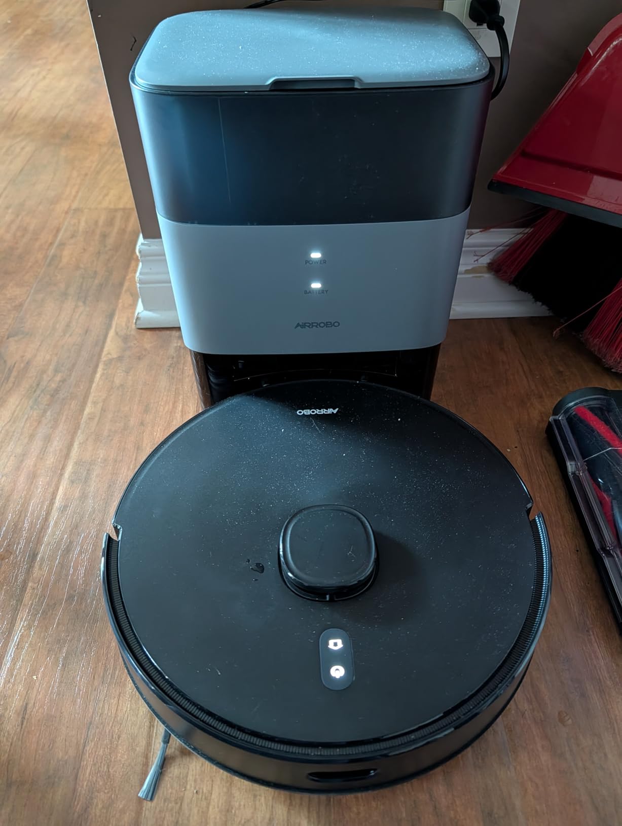AIRROBO Robot Vacuum and Mop Combo, Self-Emptying, 60-Day Capacity, Home Mapping, Schedule, Wi-Fi/App/Alexa/Remote, 180mins Runtime, T20+ Robotic Vacuum Cleaner for Pet, Hard Floors, Carpet - Customer Photo 2