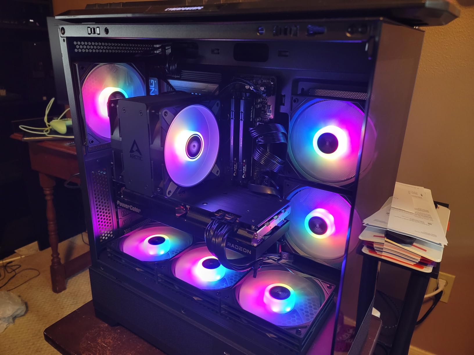 Aqua 7, Pre-Installed 6 × 120mm PWM ARGB Fan, ATX Mid Tower PC Case, Computer case with Panoramic View Tempered Glass Front & Side Panel, Type C Port, Gaming PC Case, Black Customer Review Aqua 7, Pre-Installed 6 × 120mm PWM ARGB Fan, ATX Mid Tower PC Case, Computer case with Panoramic View Tempered Glass Front & Side Panel, Type C Port, Gaming PC Case, Black - Customer Photo 1