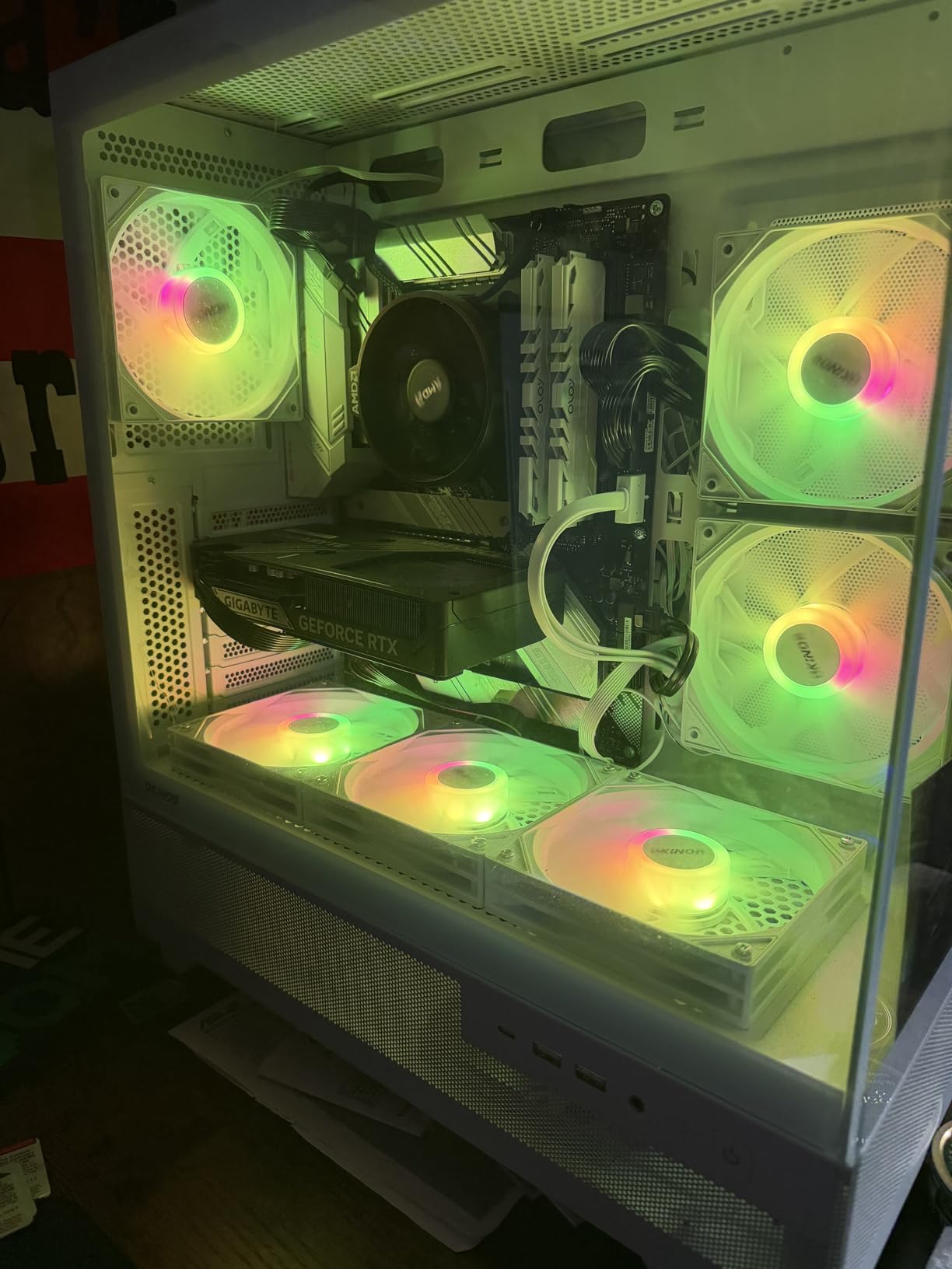 Aqua 7, Pre-Installed 6 × 120mm PWM ARGB Fan, ATX Mid Tower PC Case, Computer case with Panoramic View Tempered Glass Front & Side Panel, Type C Port, Gaming PC Case, Black Customer Review Aqua 7, Pre-Installed 6 × 120mm PWM ARGB Fan, ATX Mid Tower PC Case, Computer case with Panoramic View Tempered Glass Front & Side Panel, Type C Port, Gaming PC Case, Black - Customer Photo 2