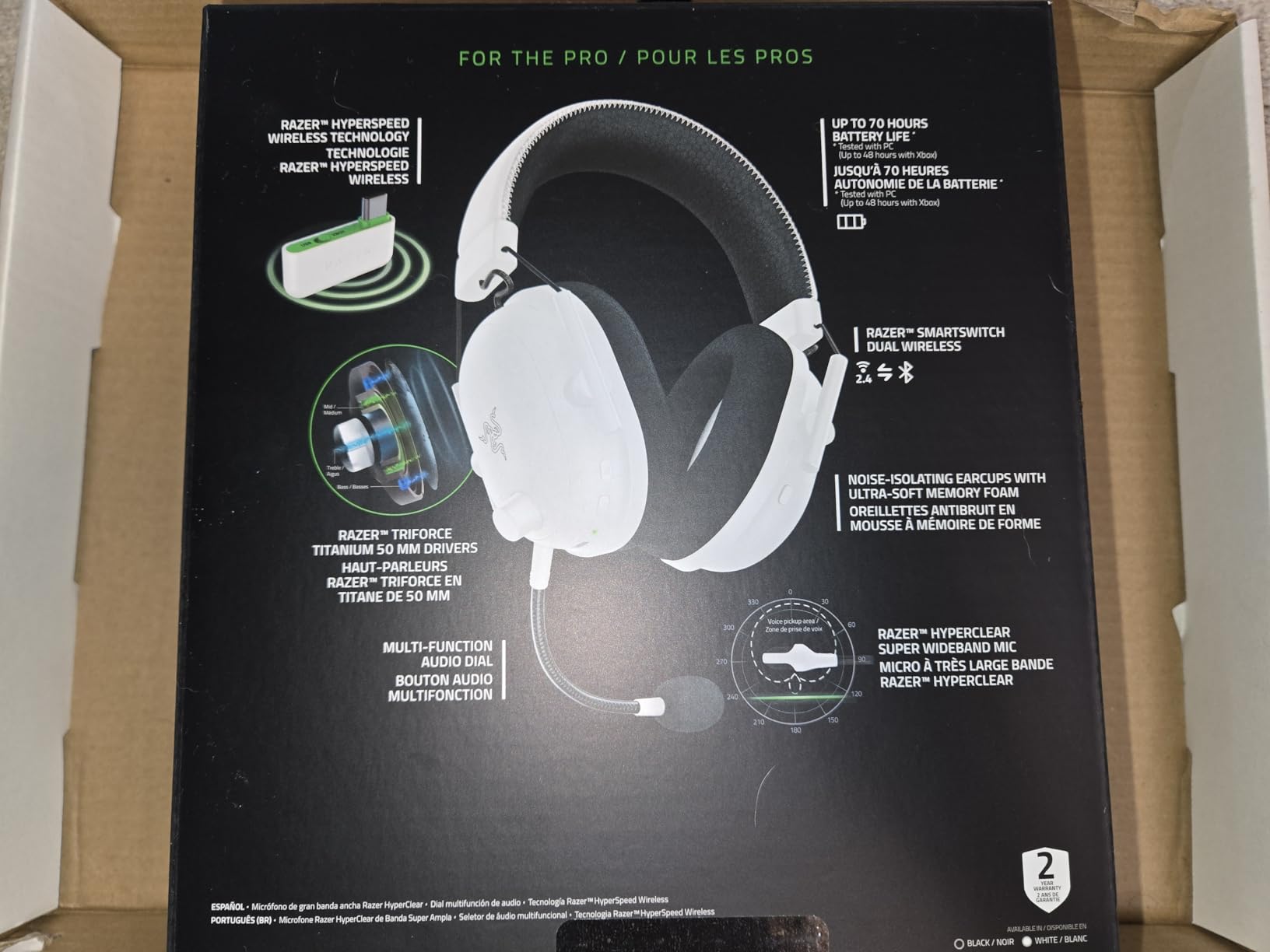 Razer BlackShark V2 Pro Wireless Xbox Gaming Headset: 50mm Drivers - Super Wideband Mic - Noise Isolating Earcups - for Xbox, PS5, Nintendo Switch 2, PC, Mac - Bluetooth, USB-C - 70hr Battery - Black - Customer Photo 2