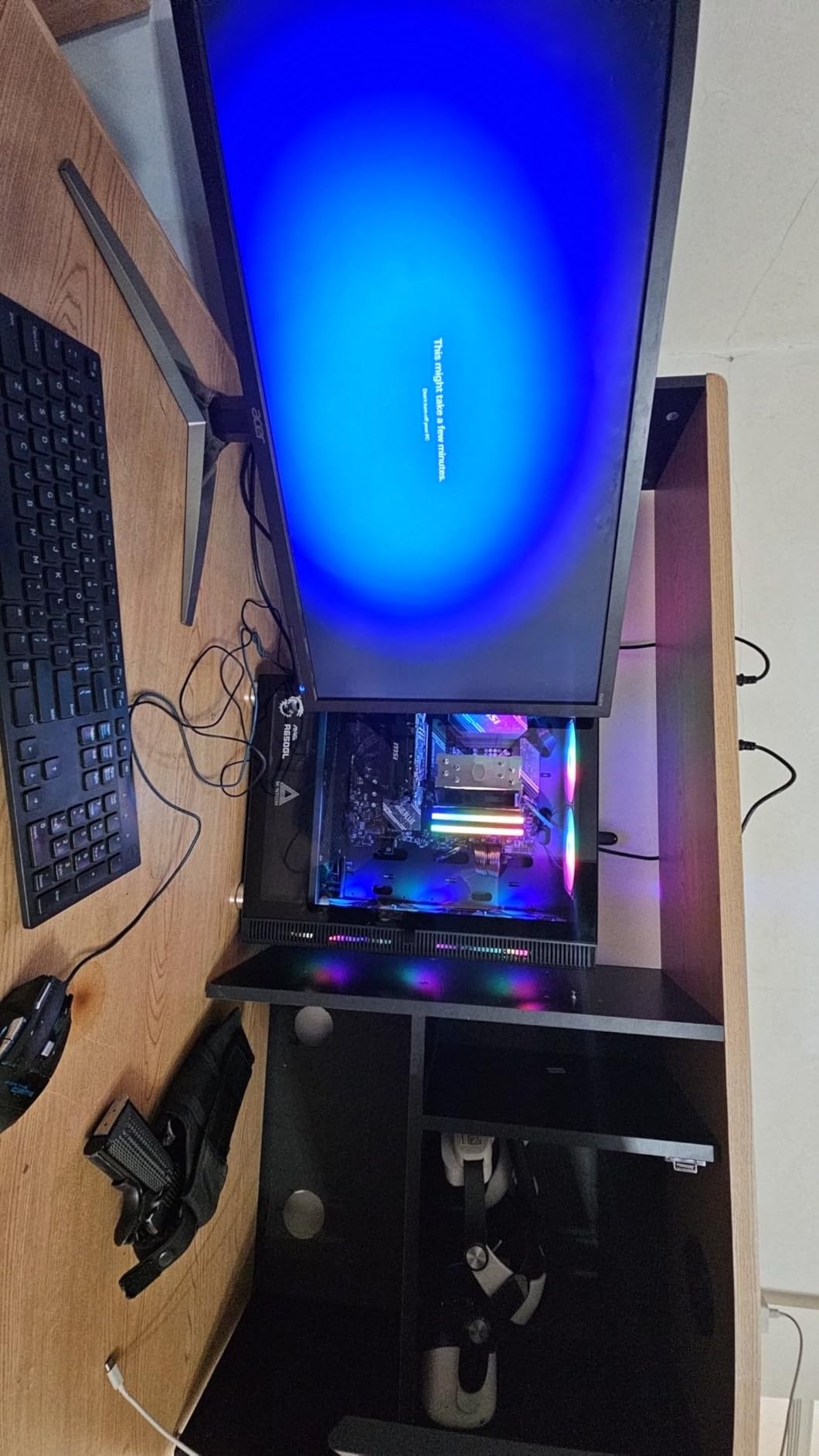MONTECH XR-B, ATX Mid-Tower PC Gaming Case, 3x120mm ARGB PWM Fans Pre-Installed, Full-View Dual Tempered Glass Panel, Wood-Grain Design I/O Interface, Support 4090 GPUs, 360mm Radiator Support, Black Customer Review MONTECH XR-B, ATX Mid-Tower PC Gaming Case, 3x120mm ARGB PWM Fans Pre-Installed, Full-View Dual Tempered Glass Panel, Wood-Grain Design I/O Interface, Support 4090 GPUs, 360mm Radiator Support, Black - Customer Photo 2