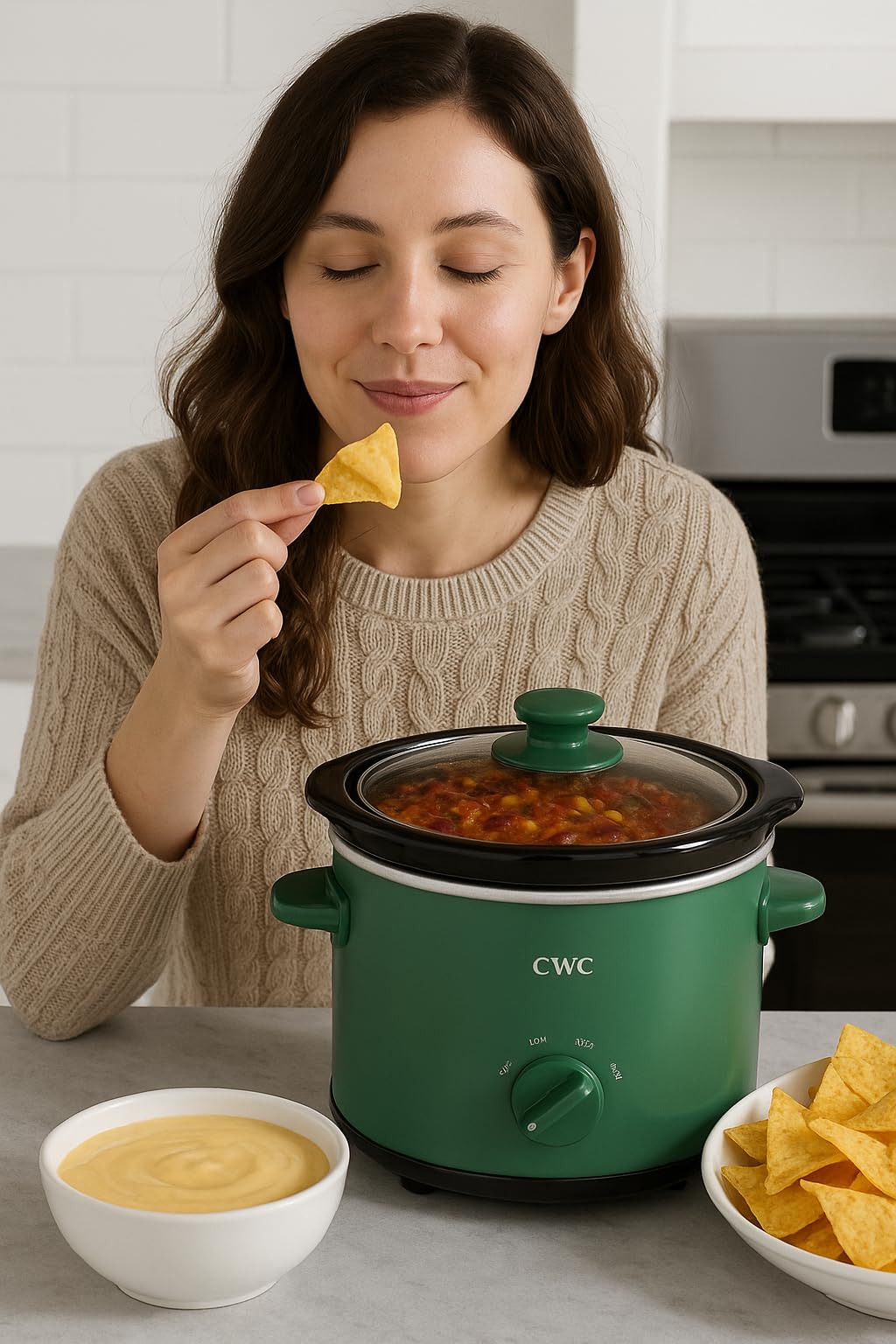 COOK WITH COLOR 2QT Mini Electric Round Slow Cooker - Adjustable Settings, Removable Stoneware Pot, Tempered Glass Lid, Dishwasher Safe, Cool-Touch Side Handles, Cream - Customer Photo 2