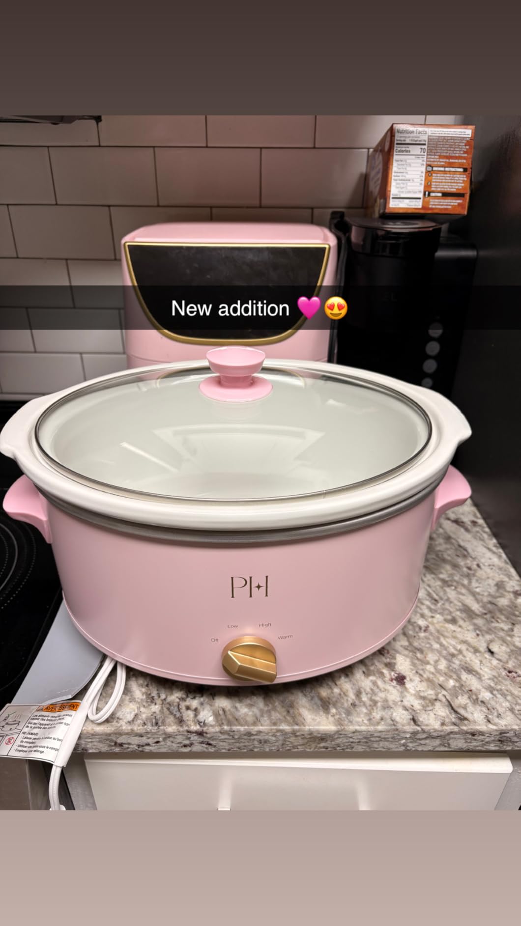 Paris Hilton 6-Quart Manual Slow Cooker, Features Three Settings (Low, High, Warm), Naturally Nonstick and Dishwasher Safe Stoneware Insert, Family Sized Capacity, Pink - Customer Photo 2