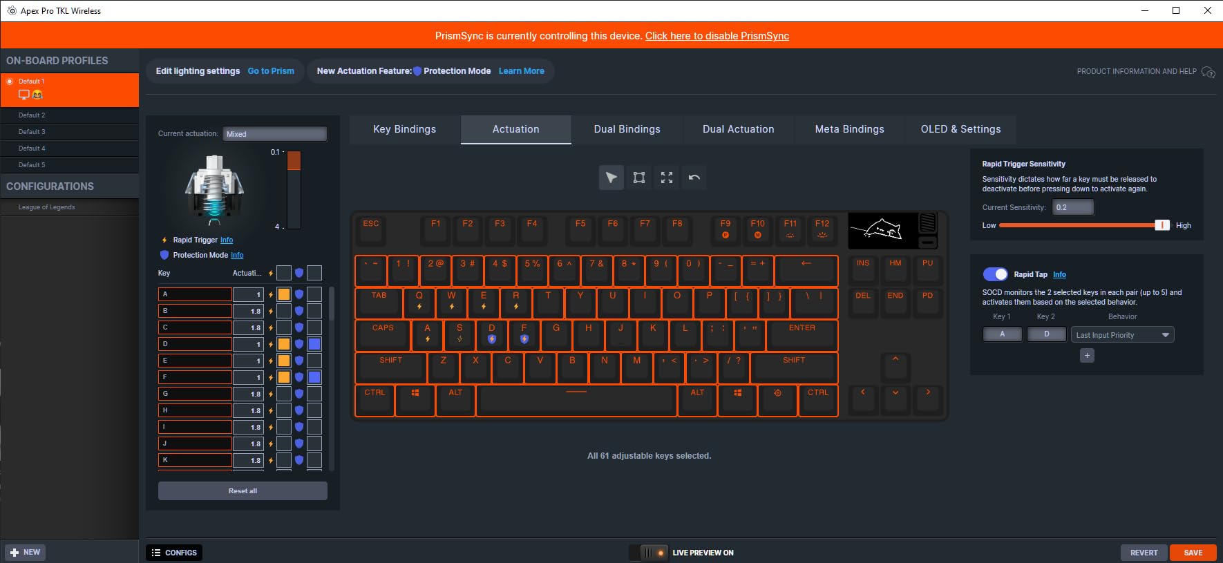 Apex Pro TKL Gen 3 OmniPoint 3.0 HyperMagnetic Switches — Adjustable Actuation — Rapid Trigger — Game-Ready Presets — Protection Mode — Rapid Tap/SOCD — OLED — RGB — PBT Keycaps — USB-C - Customer Photo 3