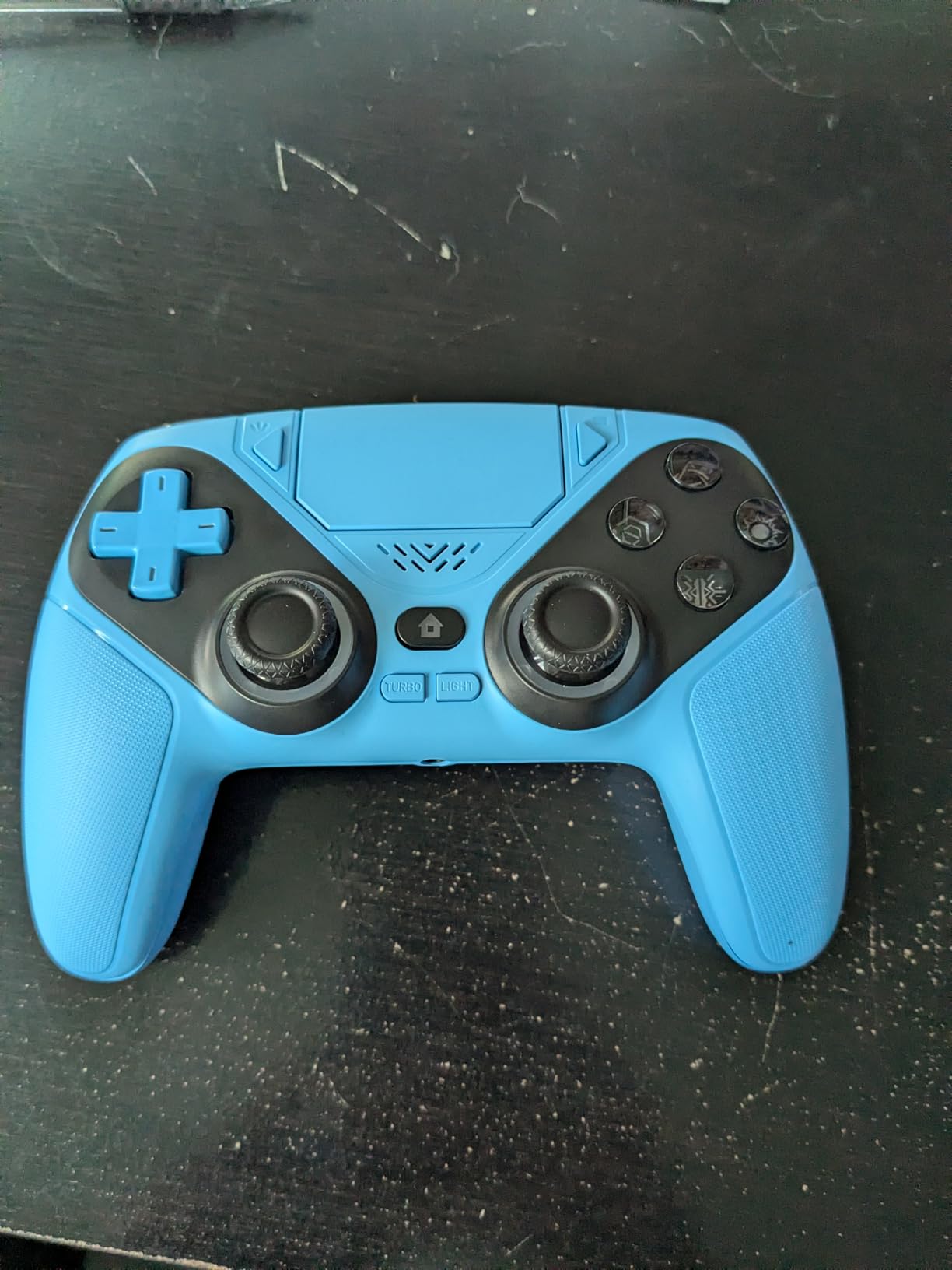 Dinosoo RGB Wireless Controller for PS5/PlayStation 5 PC, Bluetooth Controller with Turbo, Macro, Dynamic Vibration, 6-Axis Motion Control, 3.5mm Audio Jack, 1000mAh Battery, Speaker - Blue Customer Review Dinosoo RGB Wireless Controller for PS5/PlayStation 5 PC, Bluetooth Controller with Turbo, Macro, Dynamic Vibration, 6-Axis Motion Control, 3.5mm Audio Jack, 1000mAh Battery, Speaker - Blue - Customer Photo 1