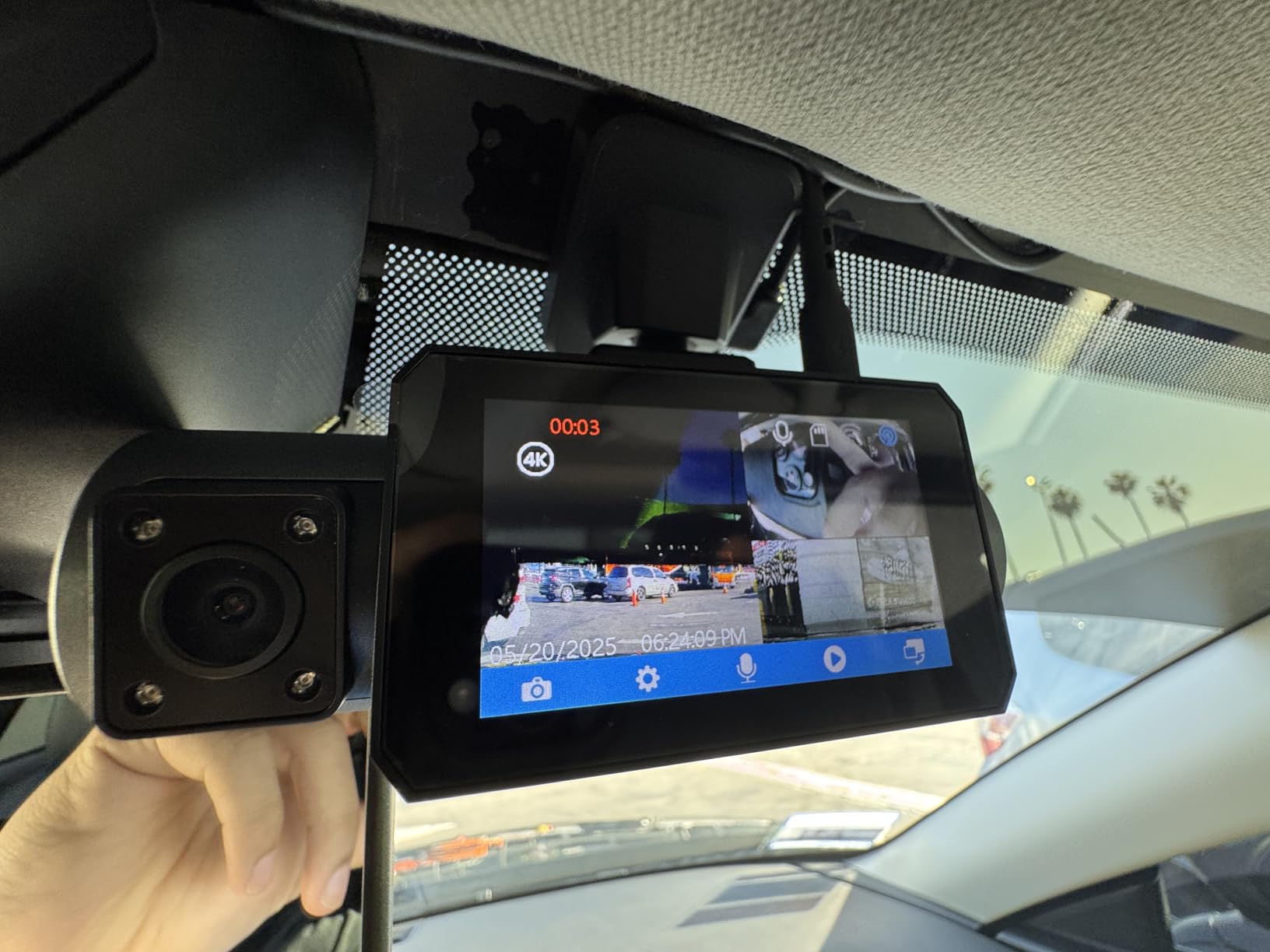 GKU 4K 3 Channel Dash Cam, 5.8GHz WiFi Built-in GPS, 4K+1080P+1080P Dash Cam Front and Rear Inside, 64GB Card Inserted, 24H Park Mode, Triple Car Camera 3 Inch Screen - Customer Photo 1