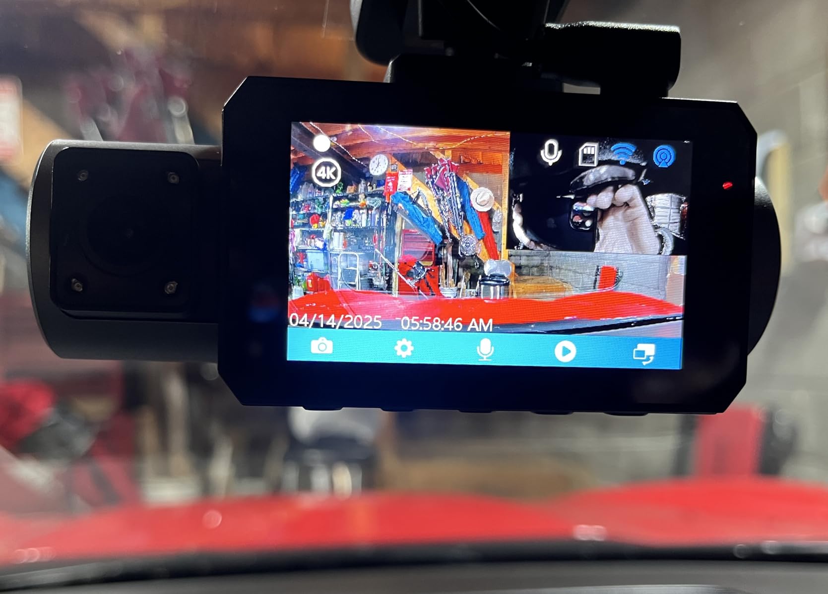 GKU 4K 3 Channel Dash Cam, 5.8GHz WiFi Built-in GPS, 4K+1080P+1080P Dash Cam Front and Rear Inside, 64GB Card Inserted, 24H Park Mode, Triple Car Camera 3 Inch Screen - Customer Photo 2