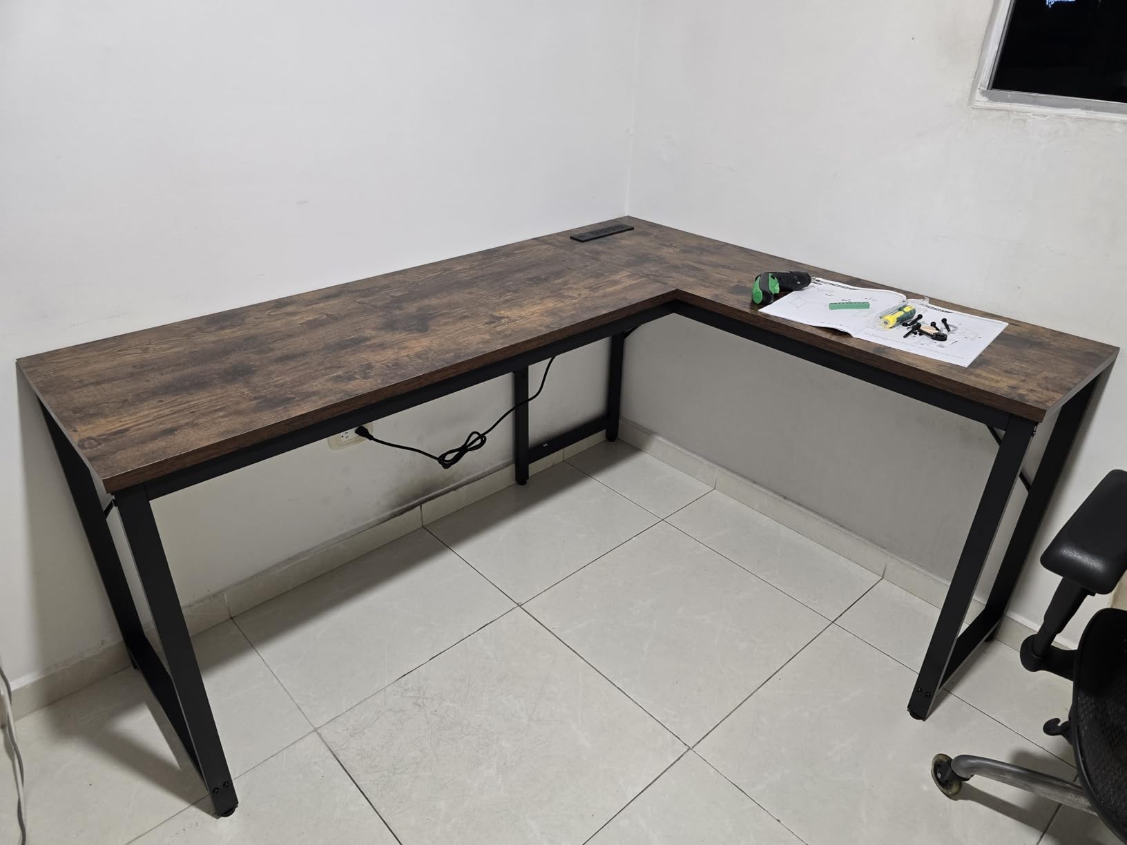 Huuger 63 Inch L Shaped Desk with Power Outlets and USB-C Port, Reversible Computer Desk, Larger Office Corner Gaming Desk, 0.95 Inch Thicker Desktop, Metal Frame, for Home Office, Study, Black Customer Review Huuger 63 Inch L Shaped Desk with Power Outlets and USB-C Port, Reversible Computer Desk, Larger Office Corner Gaming Desk, 0.95 Inch Thicker Desktop, Metal Frame, for Home Office, Study, Black - Customer Photo 2