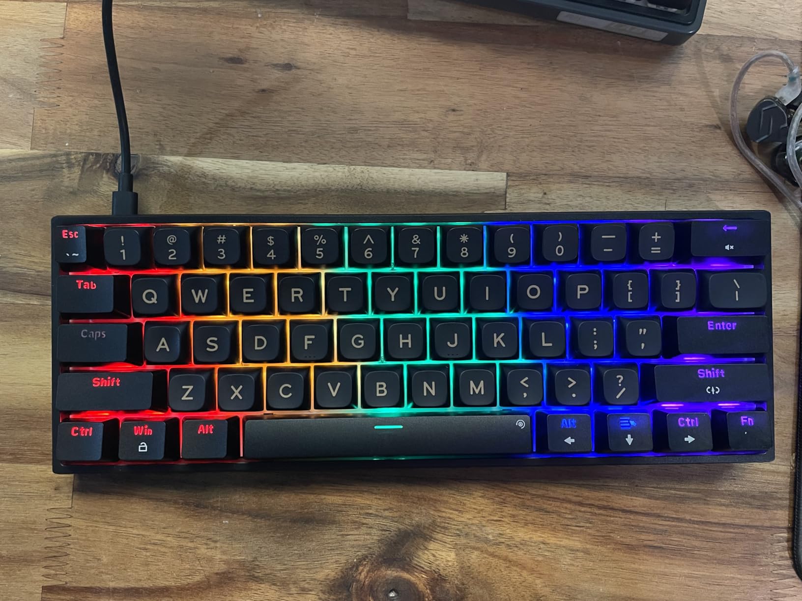 Newmen GM611 Mechanical Keyboard,Rainbow LED Backlit Gaming Wired Keyboards Compact Mini 61 Keys Portable 60 Percent Mechanical Keyboard with Black Keycaps,for Windows Laptop PC Linear Red Switches customer photo 1
