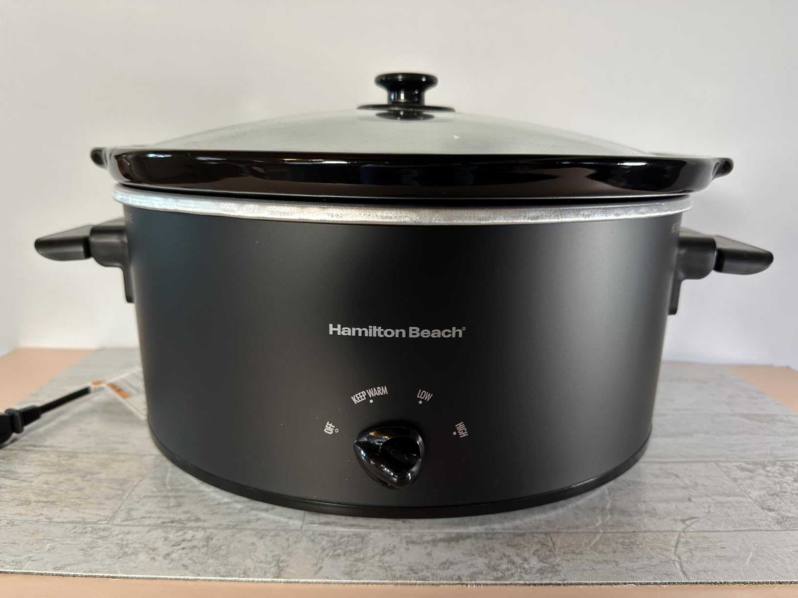Hamilton Beach 6 Quart Slow Cooker with Space-Saving Folding Handles, 3 Heat Settings, Dishwasher Safe Stoneware Crock and Glass Lid, Black (33664) - Customer Photo 1