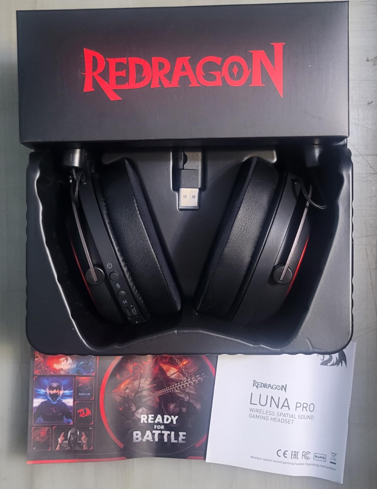 Redragon H540 Wireless Gaming Headset for PC, PS4/5, Xbox, Switch, 4-Mode(2.4G/BT/USB/3.5mm) - 7.1 Surround Sound - 53MM Drivers Gaming Headphones with Noise Canceling Mic - Memory Foam - Black - Customer Photo 1