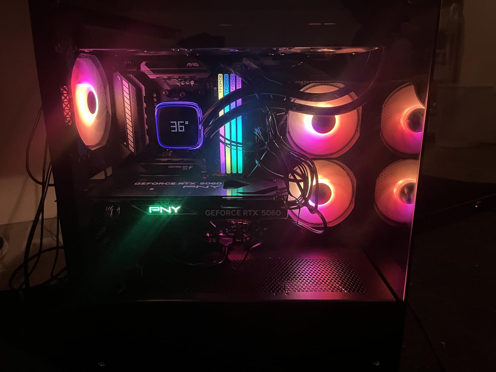 PNY NVIDIA GeForce RTX™ 5060 Epic-X™ ARGB OC Triple Fan, Graphics Card (8GB GDDR7, 128-bit, SFF-Ready, PCIe® 5.0, HDMI®/DP 2.1, 2-Slot, NVIDIA Blackwell Architecture, DLSS 4) Customer Review PNY NVIDIA GeForce RTX™ 5060 Epic-X™ ARGB OC Triple Fan, Graphics Card (8GB GDDR7, 128-bit, SFF-Ready, PCIe® 5.0, HDMI®/DP 2.1, 2-Slot, NVIDIA Blackwell Architecture, DLSS 4) - Customer Photo 4
