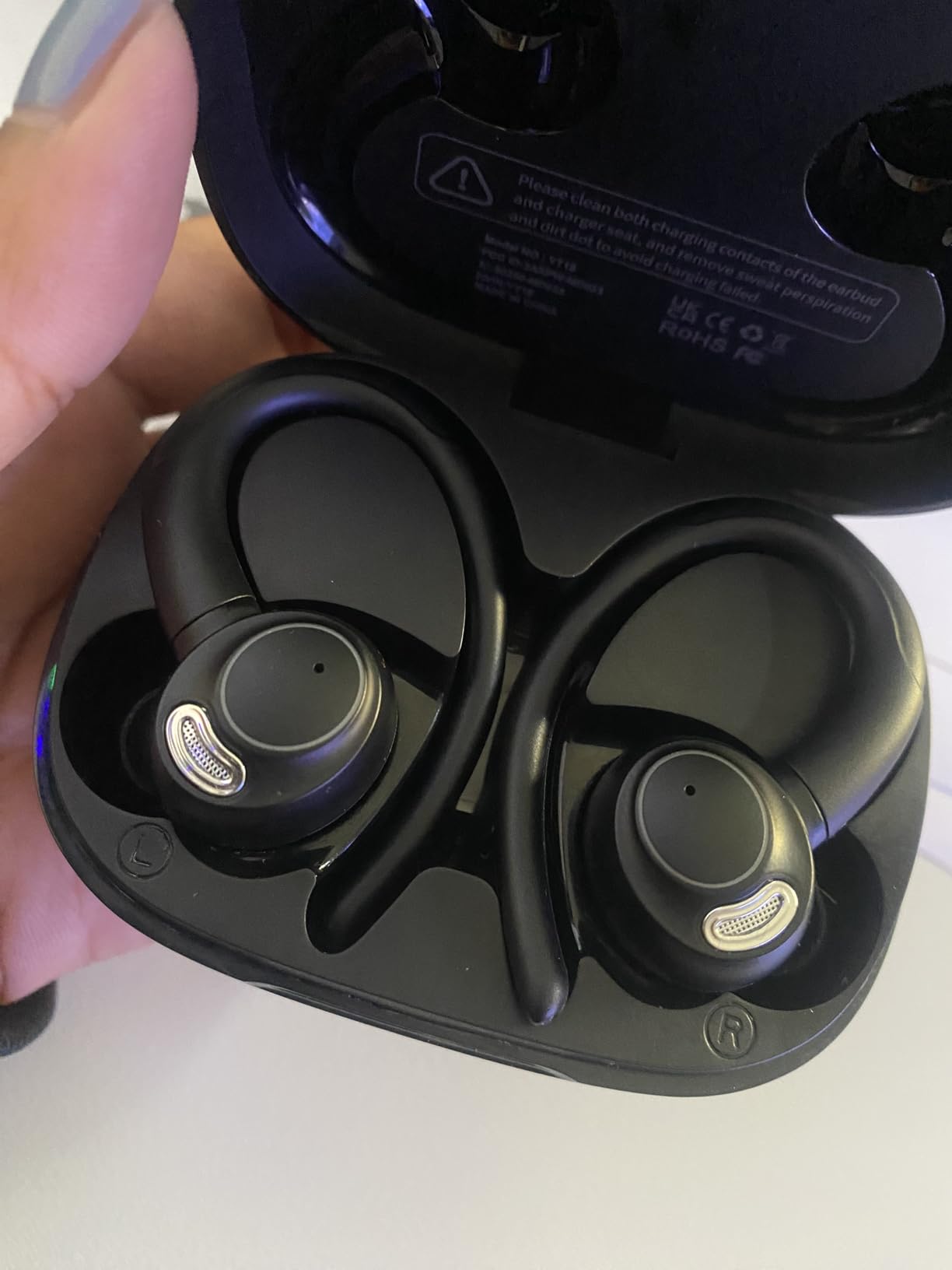 Wireless Earbuds, Bluetooth 5.4 Headphones Sport, Over Ear Buds With ENC Noise Cancelling Mic, 48H, Wireless Earphone With Earhooks, Stereo Deep Bass, IP7 Waterproof ear bud for Workout Running, Black - Customer Photo 4