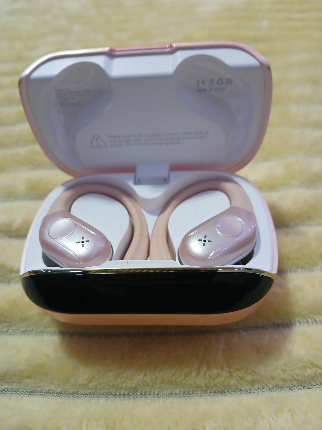 Wireless Earbuds Bluetooth 5.4 Headphones 75H Stereo Deep Bass Sports Over Ear Buds with Earhooks, LED Display Bluetooth Earbuds with 4 ENC Mic, IP7 Waterproof Earphone for Running, Black - Customer Photo 1