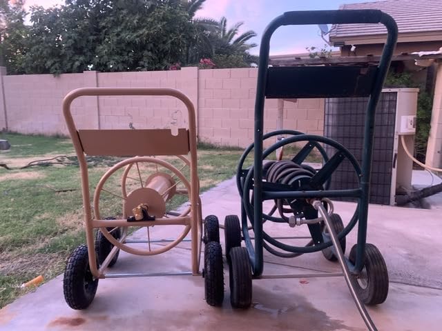 Liberty Garden Industrial 4 Wheel 300 Foot of 0.625 Inch Hose Steel Frame Water Hose Reel Cart for Backyard, Garden, or Lawn, Beige Customer Review Liberty Garden Industrial 4 Wheel 300 Foot of 0.625 Inch Hose Steel Frame Water Hose Reel Cart for Backyard, Garden, or Lawn, Beige - Customer Photo 3
