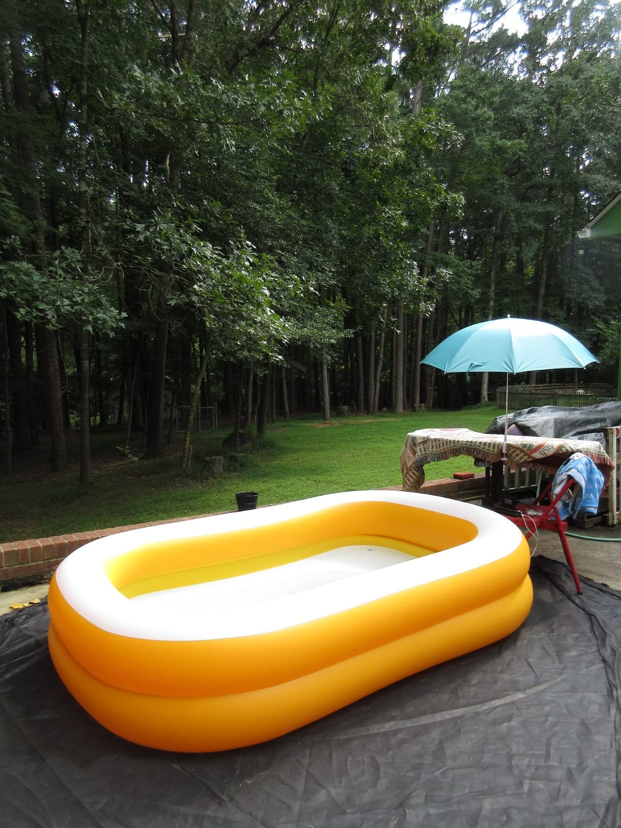 Intex 56483EP Inflatable 8.5' x 5.75' Swim Center Family Pool for 2-3 Kids, Backyard Splash Pool for Children 6+ Years Old, 198-Gallons, Blue & White - Customer Photo 1