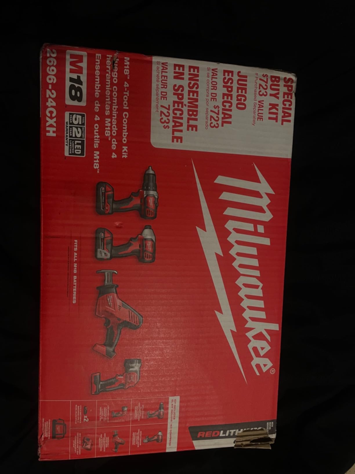 Milwaukee 2695-24 M18 18V Cordless Power Tool Combo Kit with Hammer Drill, Impact Driver, Reciprocating Saw, and Work Light customer photo 2