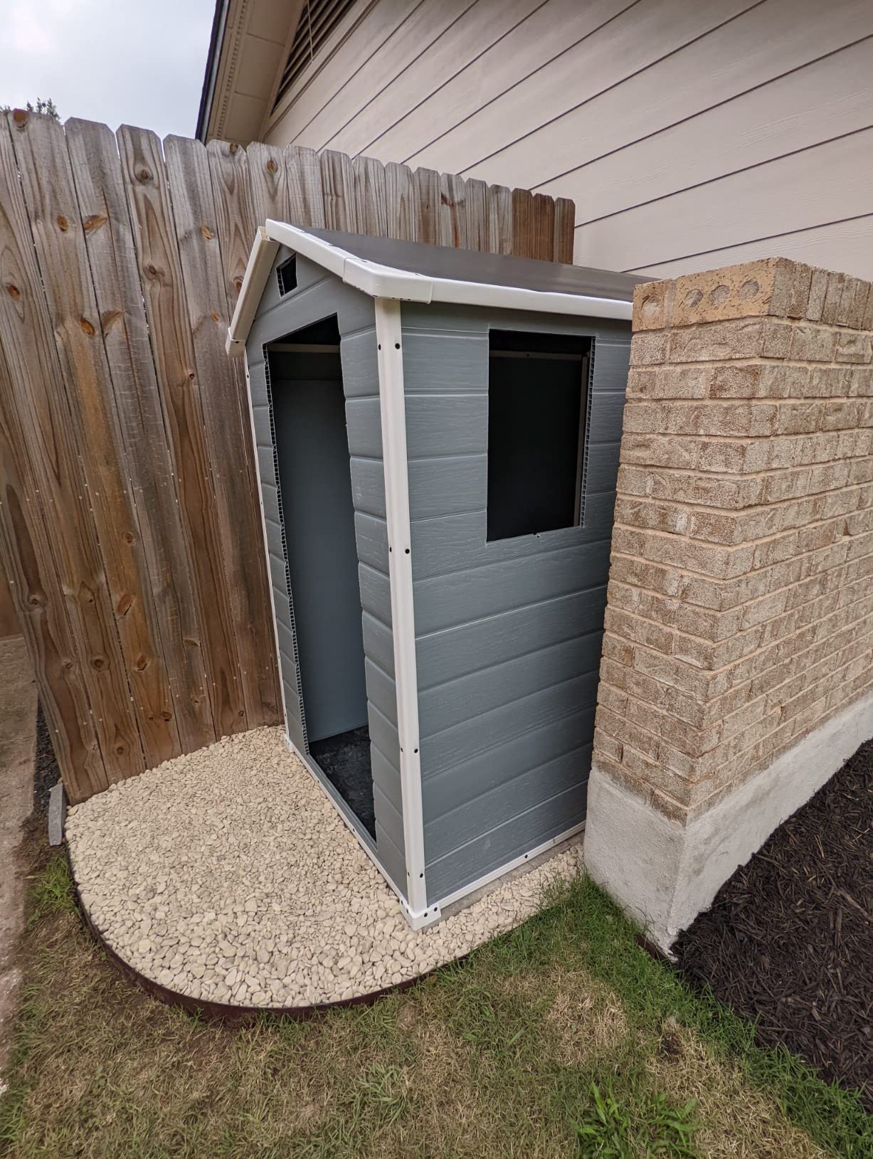 Keter Manor 4x6 Resin Outdoor Storage Shed Kit-Perfect to Store Patio Furniture, Garden Tools Bike Accessories, Beach Chairs and Lawn Mower, Grey & White - Customer Photo 2