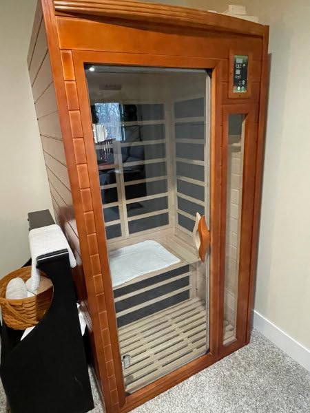 DYNAMIC SAUNAS Barcelona 1- to 2-Person Low EMF FAR Infrared Sauna with Red Light Therapy & Bluetooth Speakers | Personal Indoor Dry Heat Sauna for Home & Gym – Made from Canadian Hemlock - Customer Photo 1