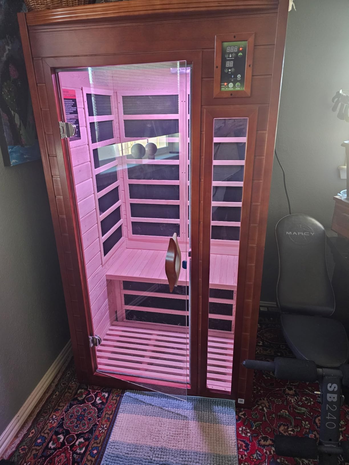 DYNAMIC SAUNAS Barcelona 1- to 2-Person Low EMF FAR Infrared Sauna with Red Light Therapy & Bluetooth Speakers | Personal Indoor Dry Heat Sauna for Home & Gym – Made from Canadian Hemlock - Customer Photo 2