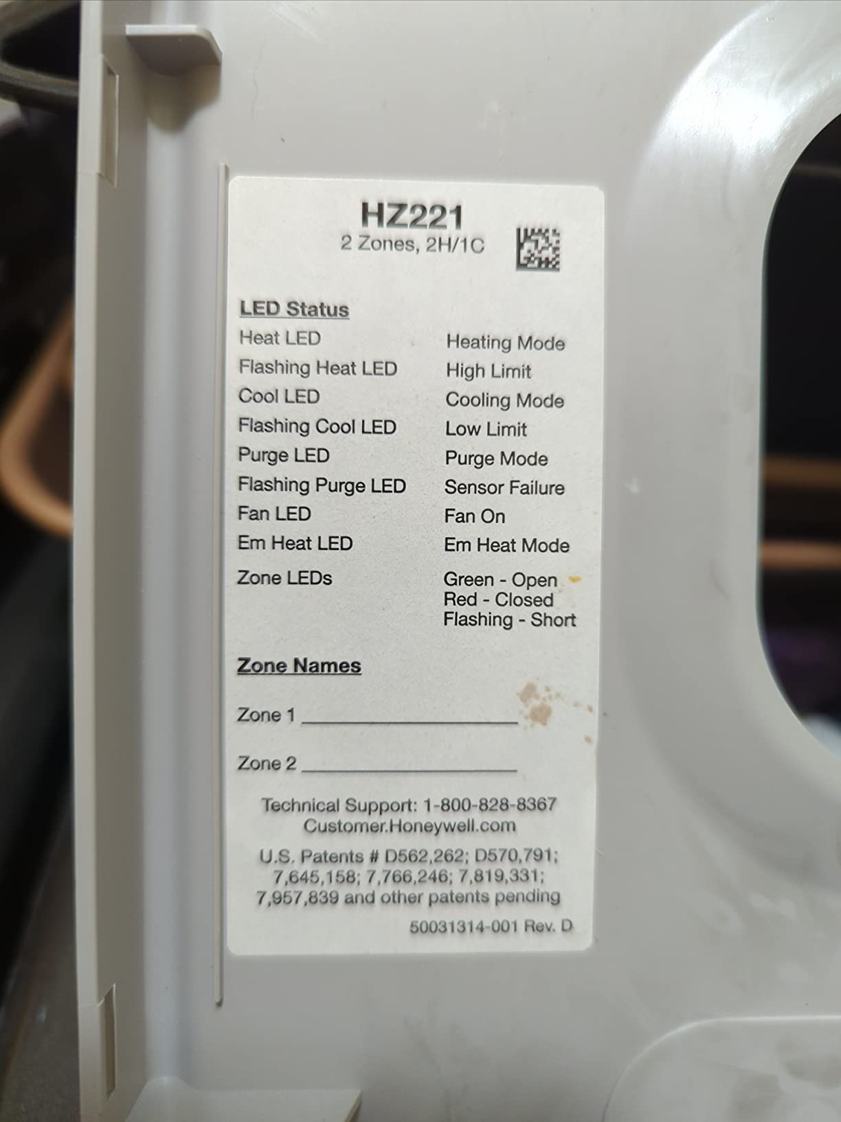 Honeywell HZ221 True Zone Control Panel, Controls 2 Zone System customer photo 1