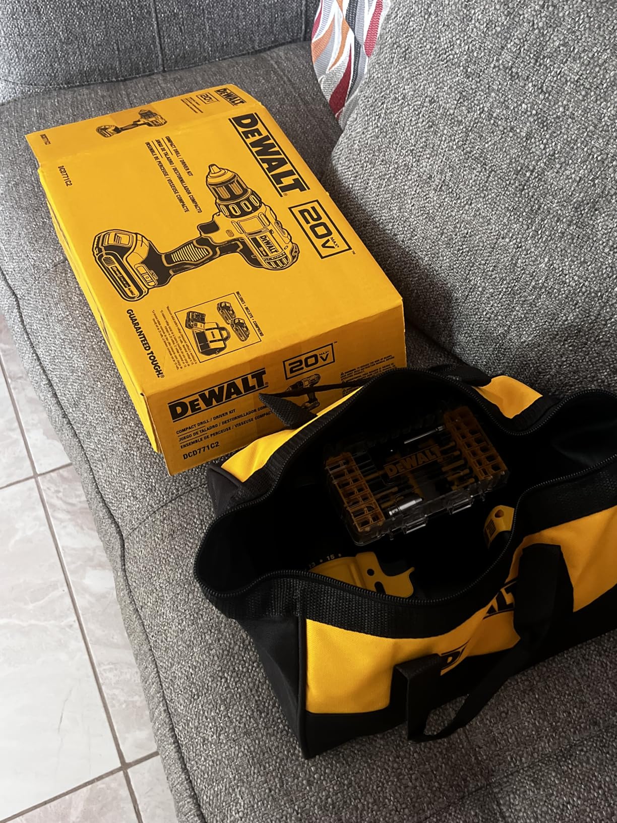 DEWALT 20V Max Cordless Drill Driver Set, 2 Speed, High Performance Motor, Includes 2 XR 1.3Ah Li-Ion Batteries, Charger and Contractor Bag (DCD771C2) Customer Review DEWALT 20V Max Cordless Drill Driver Set, 2 Speed, High Performance Motor, Includes 2 XR 1.3Ah Li-Ion Batteries, Charger and Contractor Bag (DCD771C2) - Customer Photo 2
