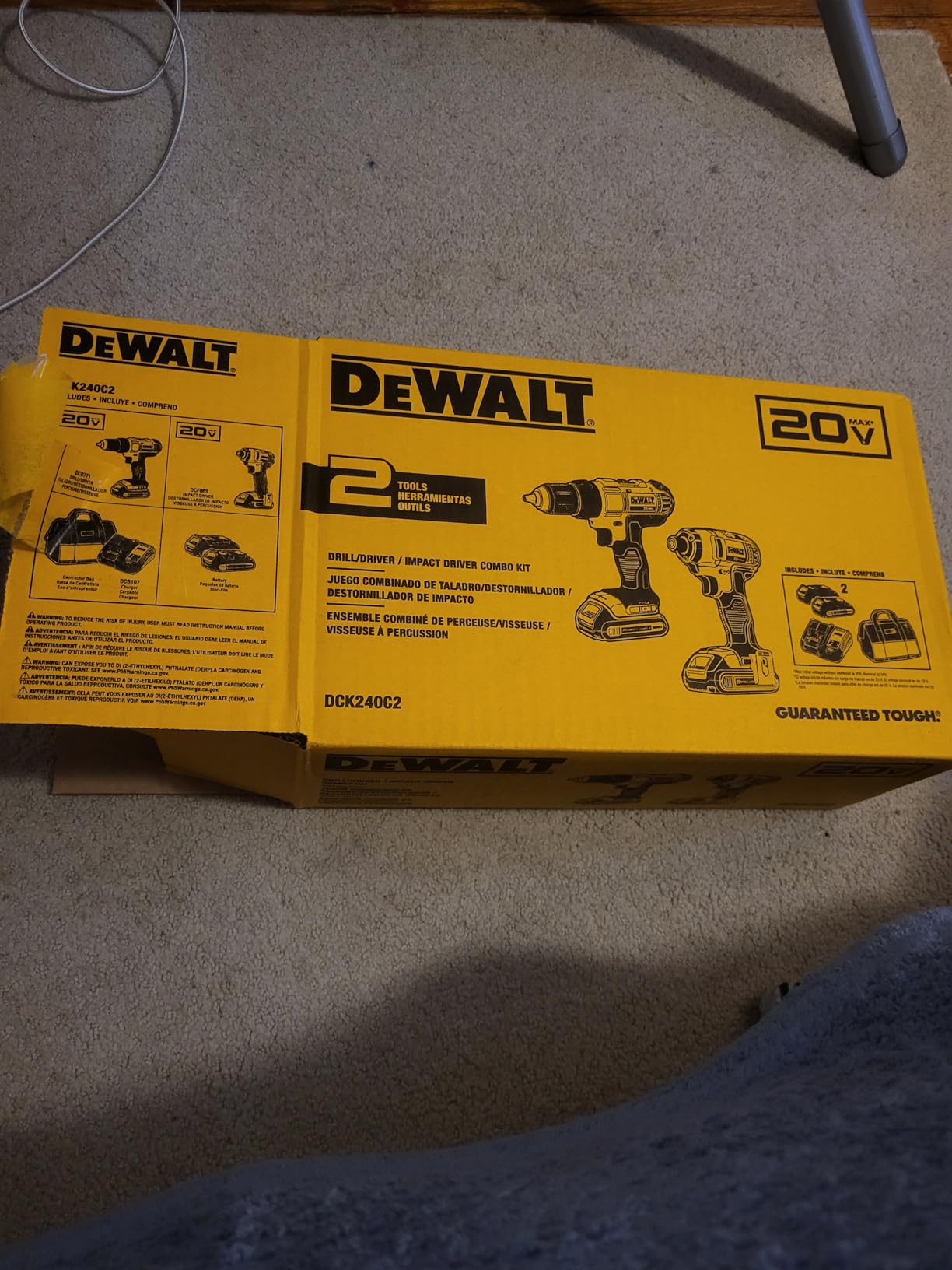 DEWALT 20V MAX Cordless Drill and Impact Driver, Power Tool Combo Kit , Includes 2 Batteries, Charger and Bag (DCK240C2) - Customer Photo 3